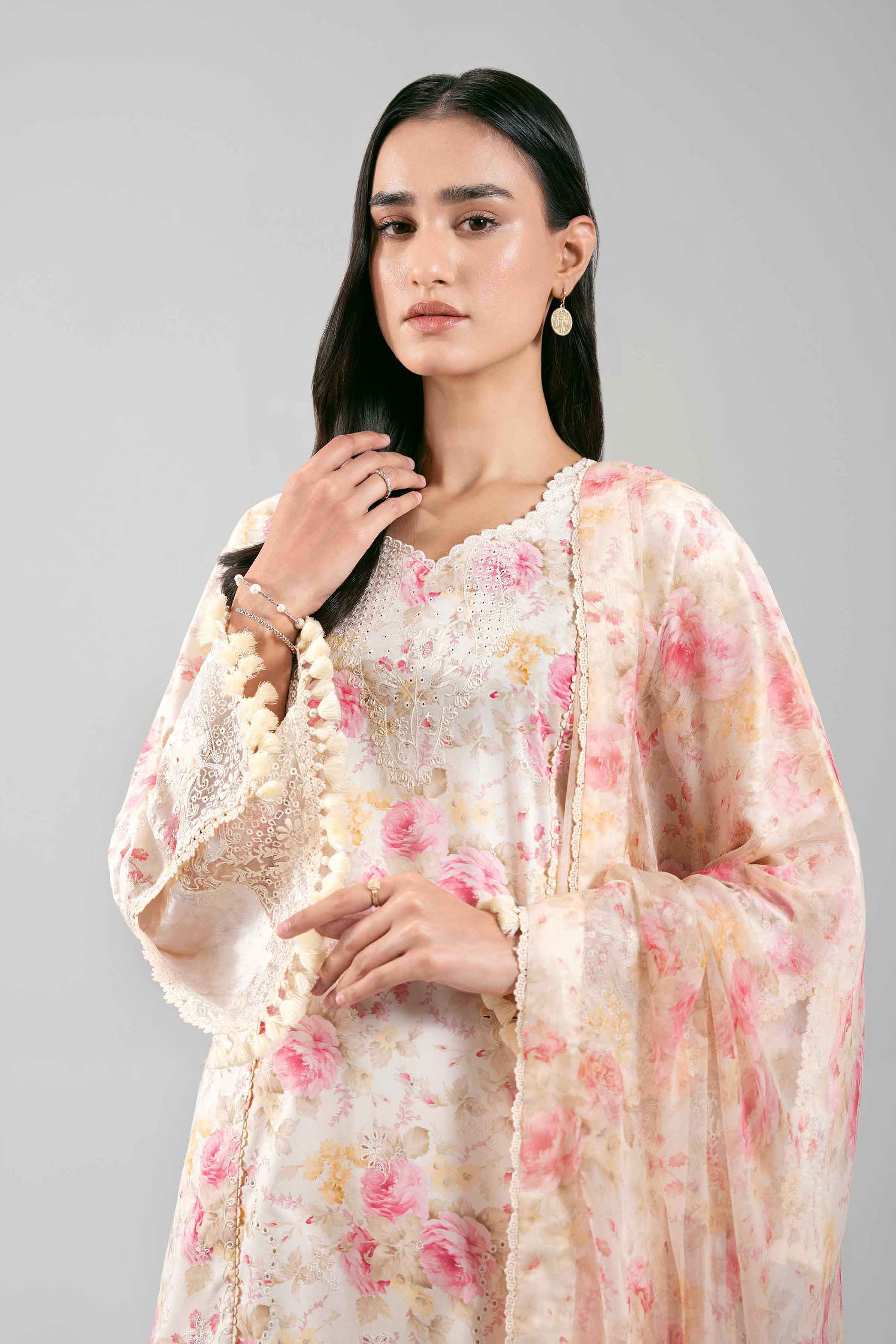 3 Piece - Digital Printed Embroidered Suit - 42601398