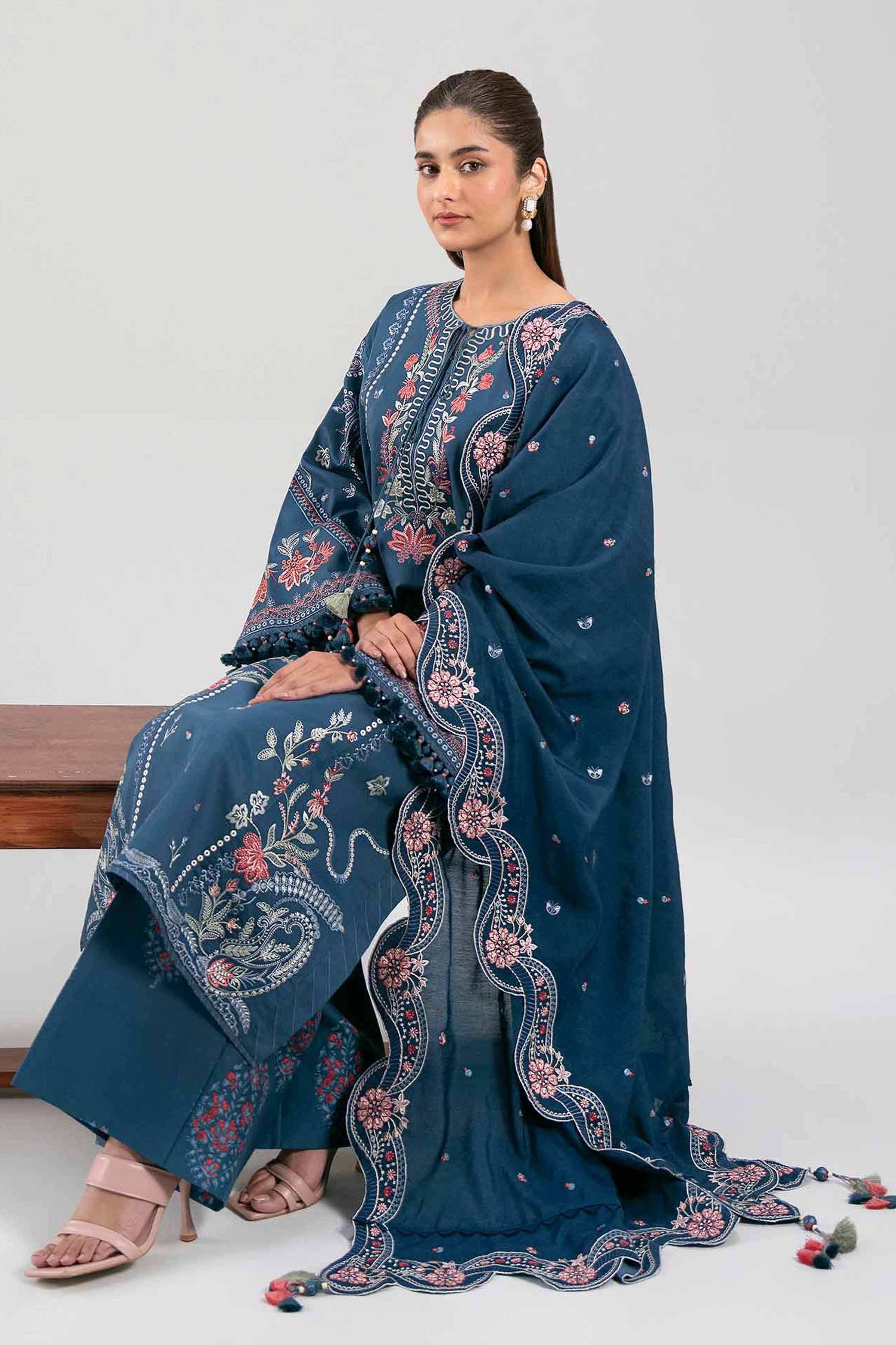 3 Piece - Digital Printed Embroidered Suit - 42601403