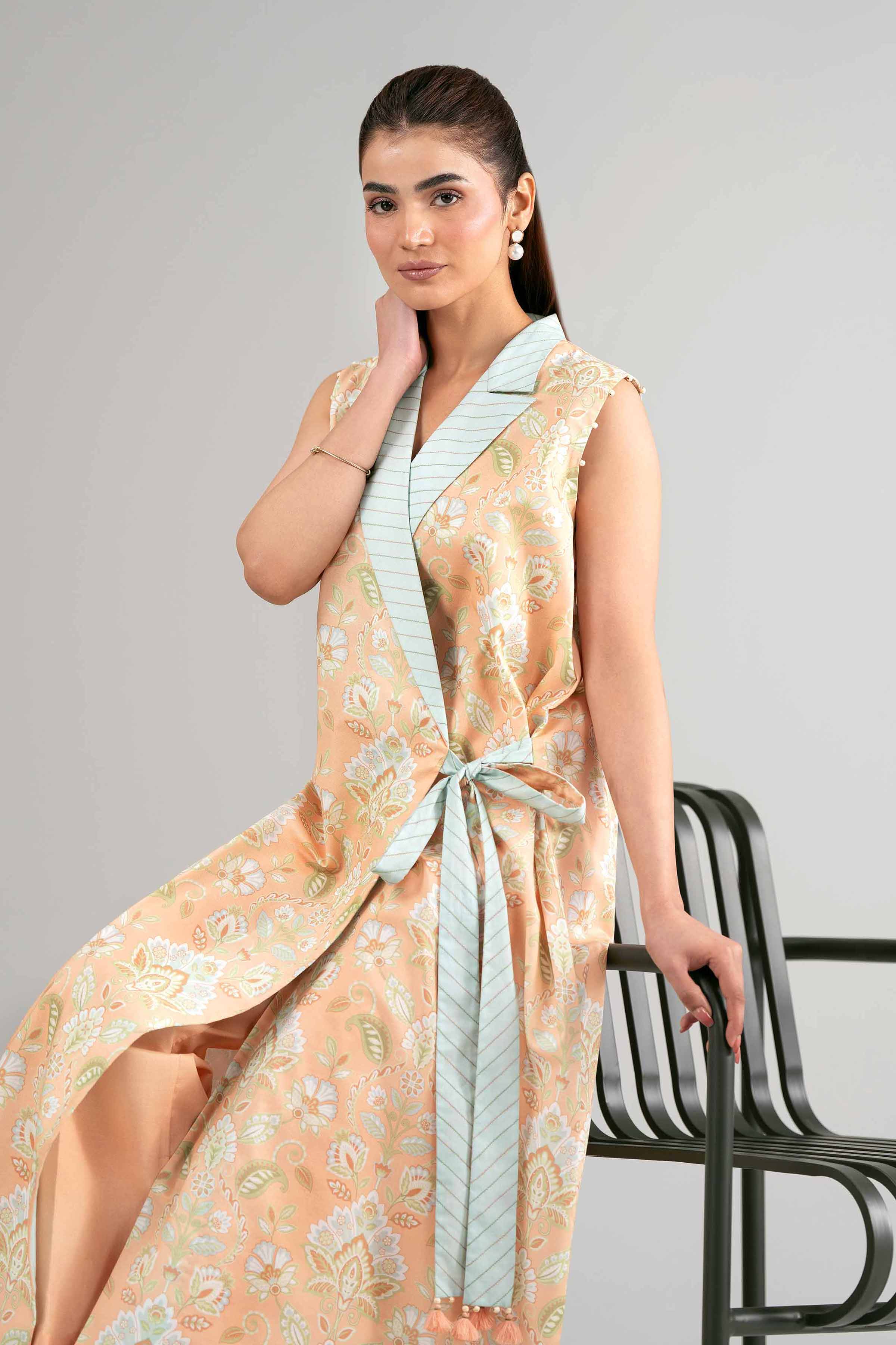 2 Piece - Printed Suit - 42601405 Orange Lawn 2PC Printed Summer