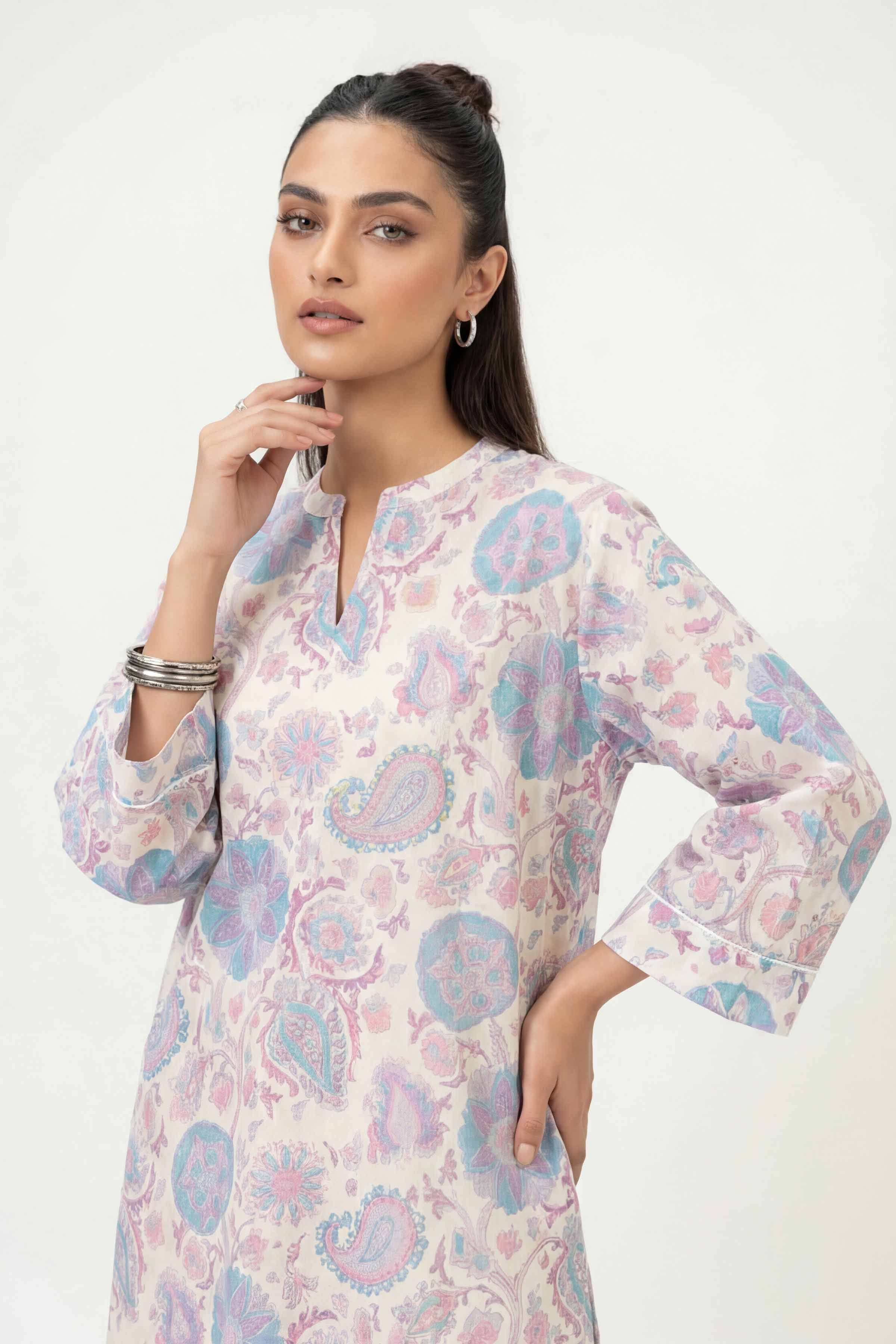 2 Piece - Printed Suit - 42601406 Cream Lawn 2PC Printed Summer