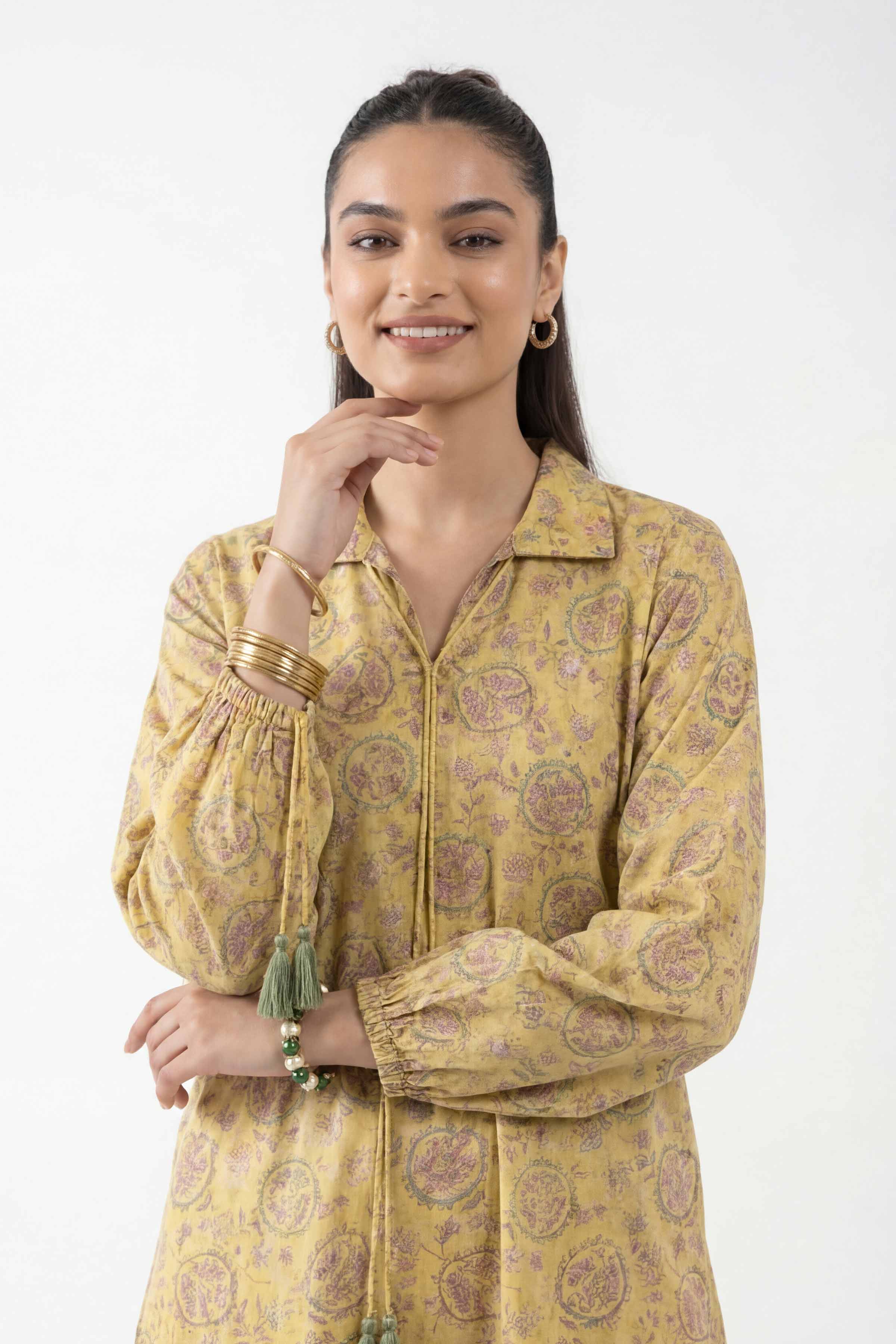 2 Piece - Printed Suit - 42601407 Yellow Lawn 2PC Printed Summer
