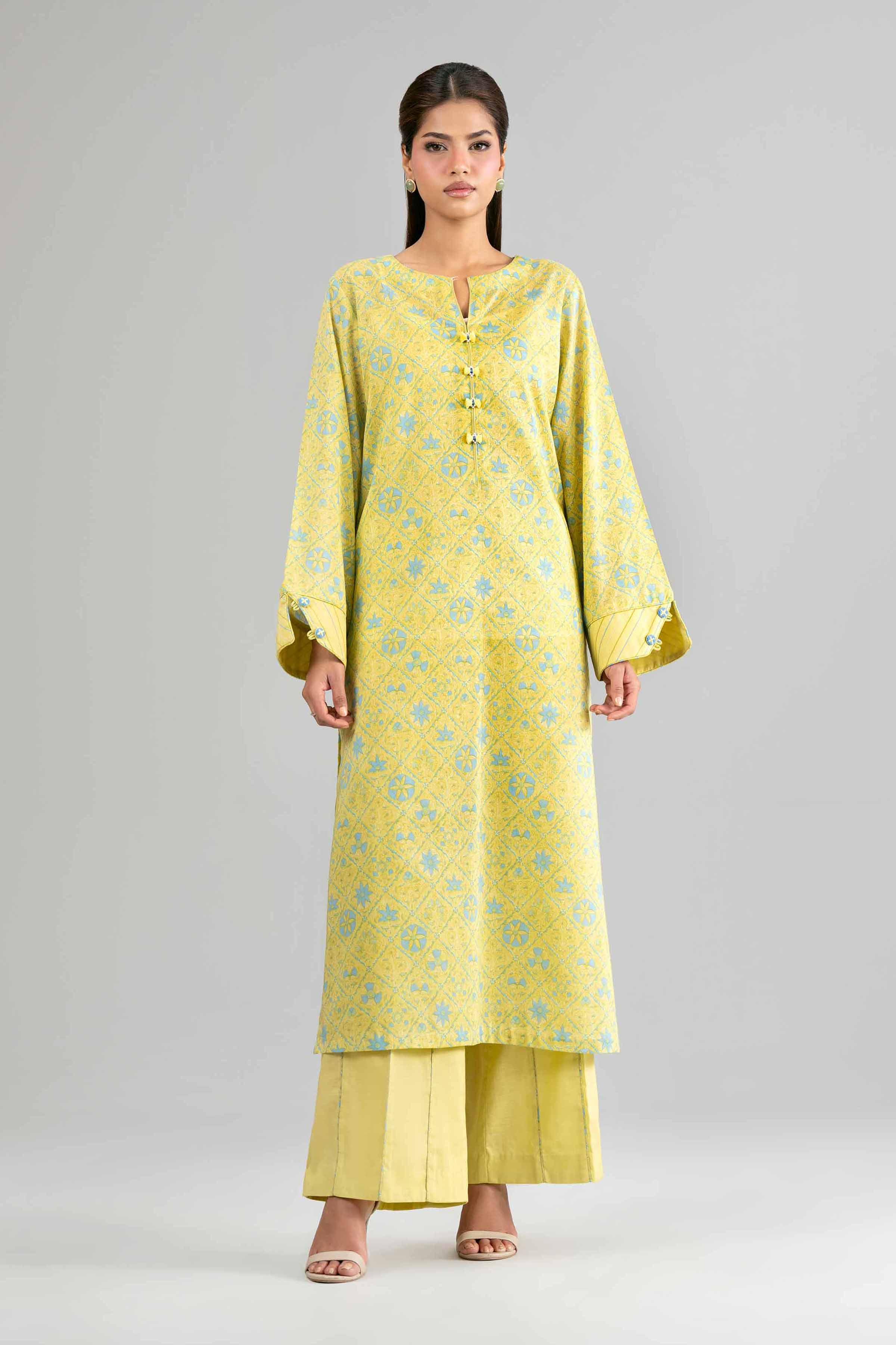 2 Piece - Printed Suit - 42601408 Yellow Lawn 2PC Printed Summer