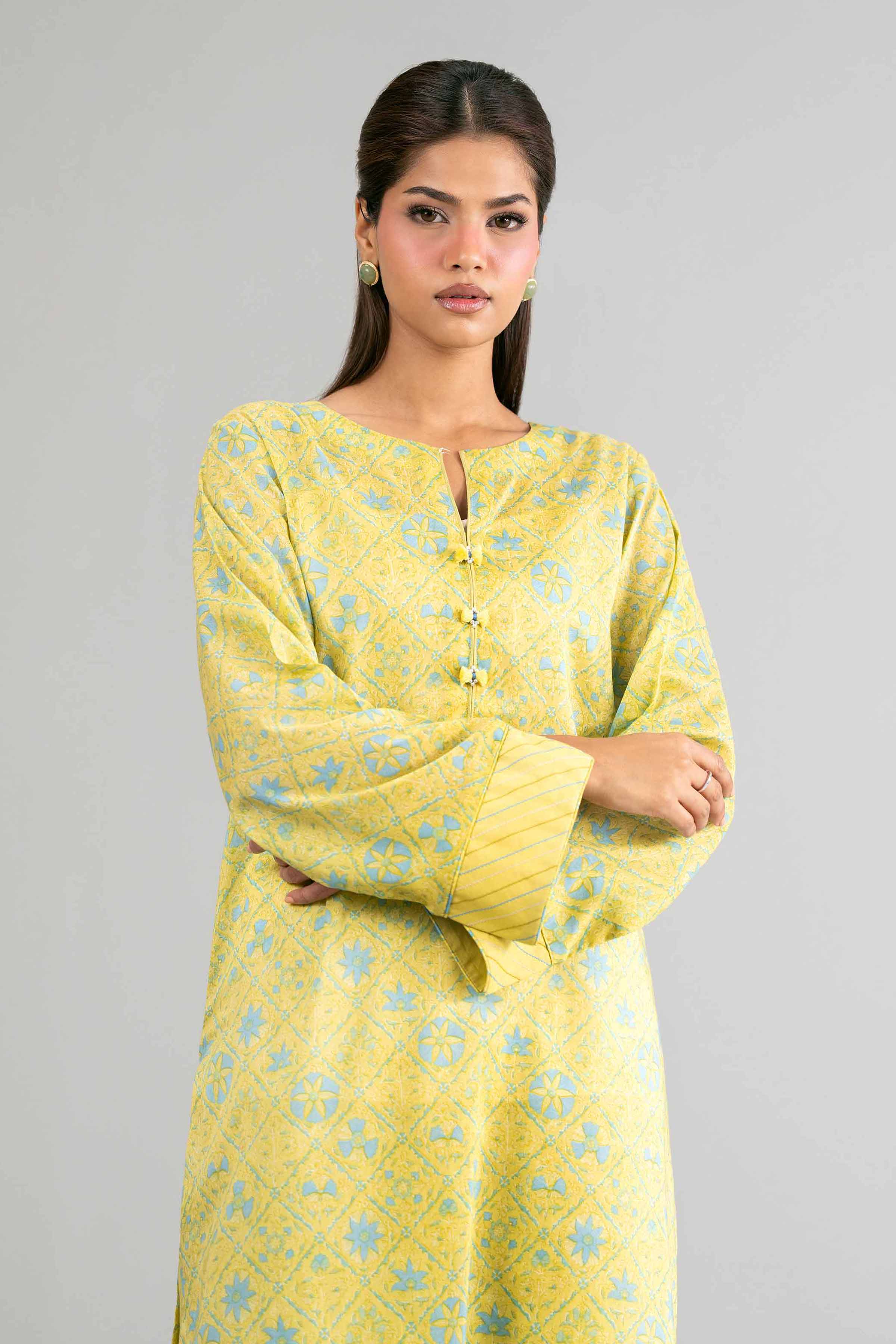 2 Piece - Printed Suit - 42601408 Yellow Lawn 2PC Printed Summer