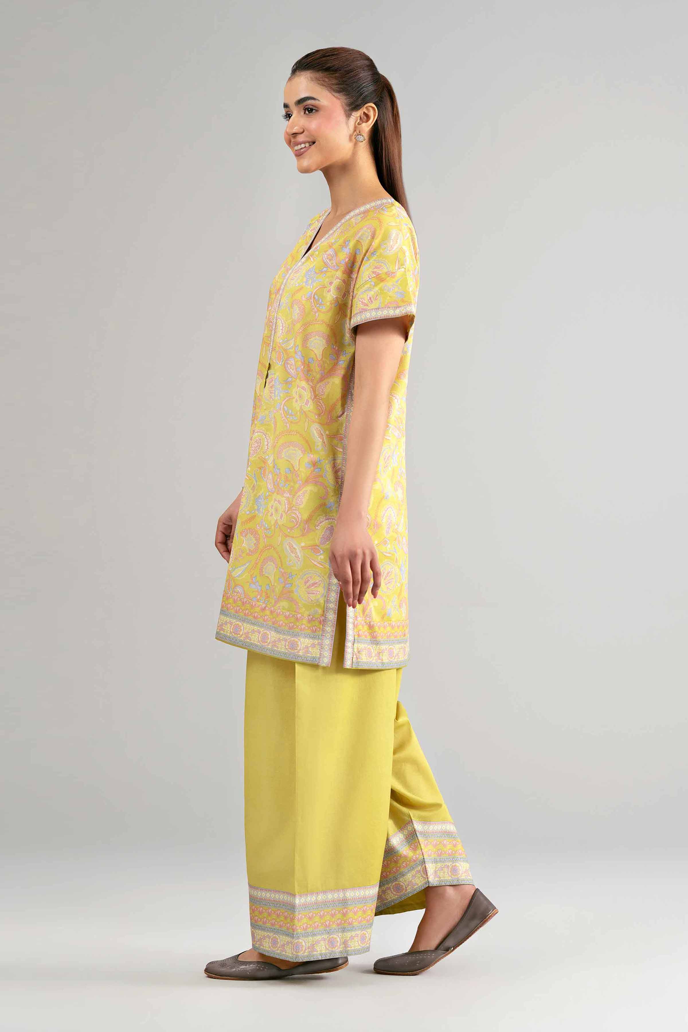2 Piece - Printed Suit - 42601411 Yellow Lawn 2PC Printed Summer