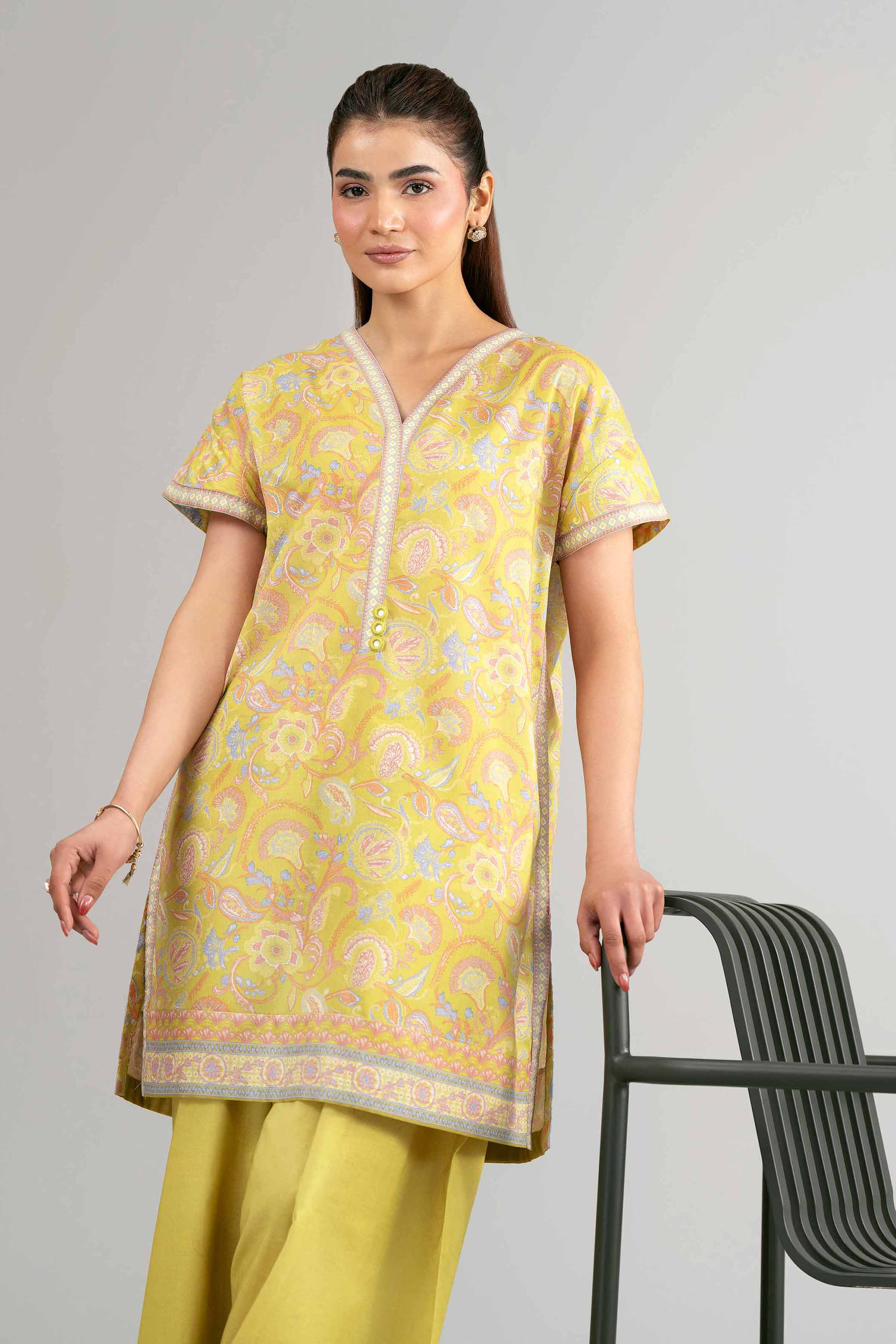 2 Piece - Printed Suit - 42601411 Yellow Lawn 2PC Printed Summer
