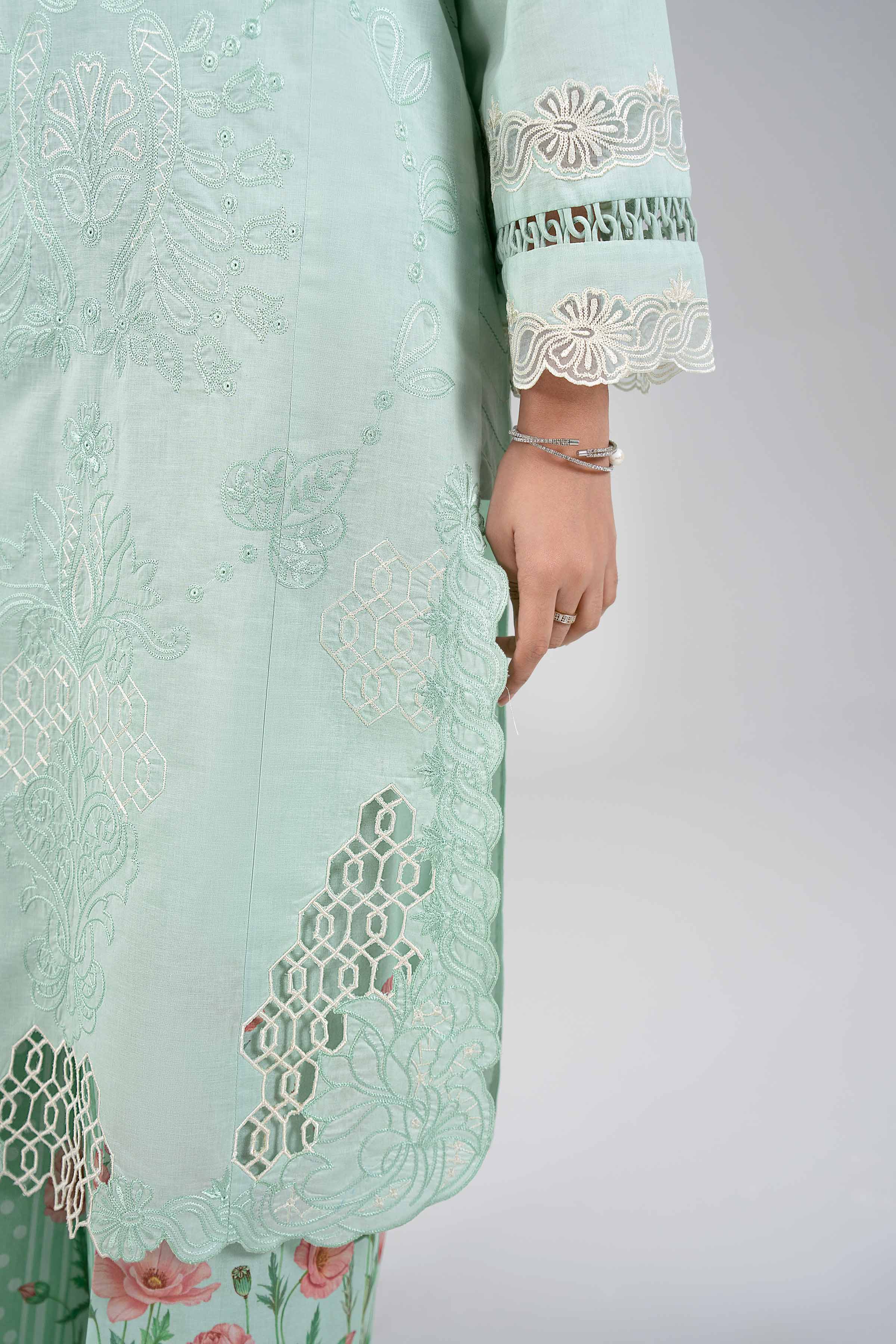2 Piece - Digital Printed Embroidered Suit - 42601414 Green Lawn 2PC Embroidered Summer