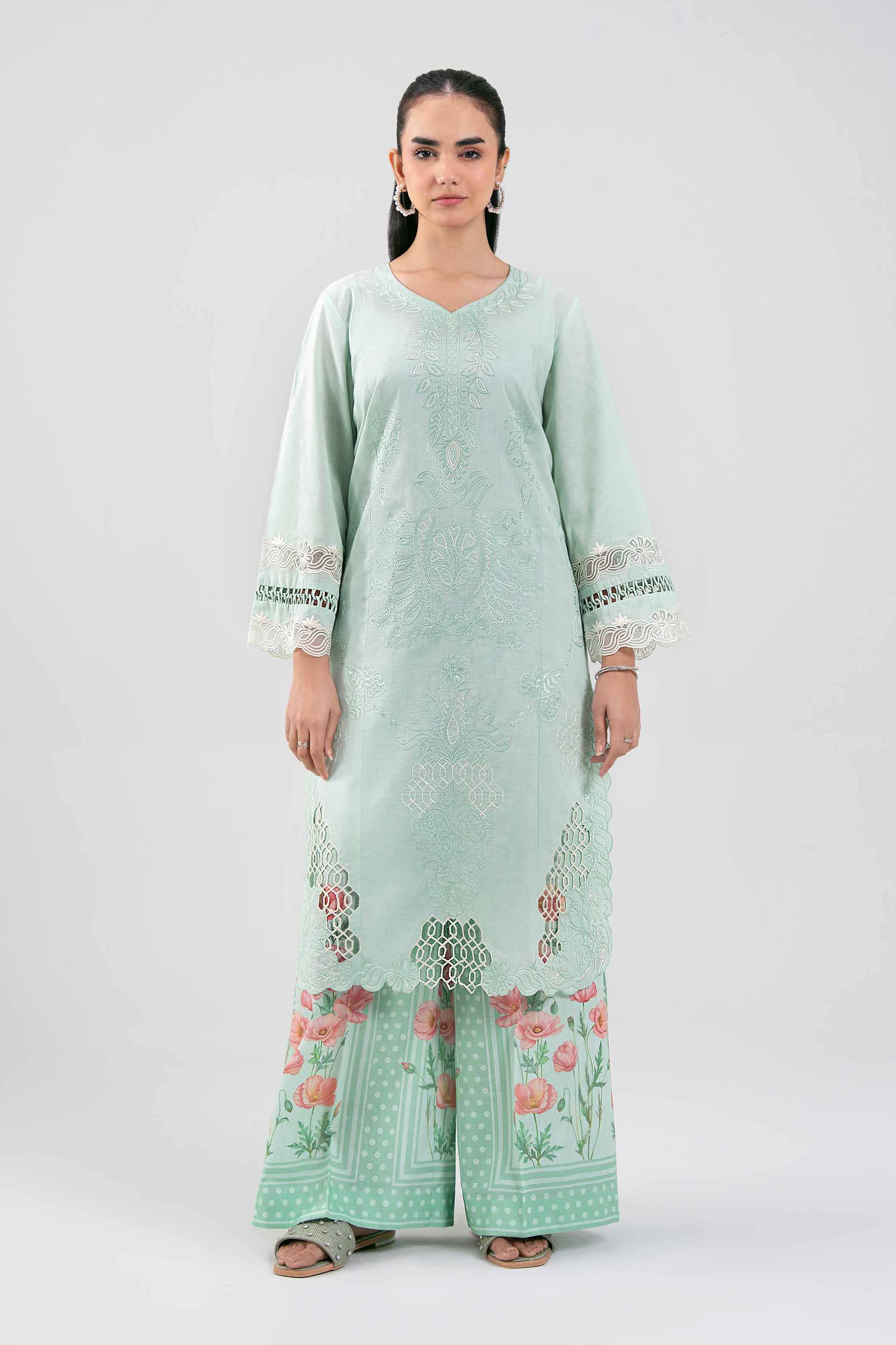 2 Piece - Digital Printed Embroidered Suit - 42601414 Green Lawn 2PC Embroidered Summer