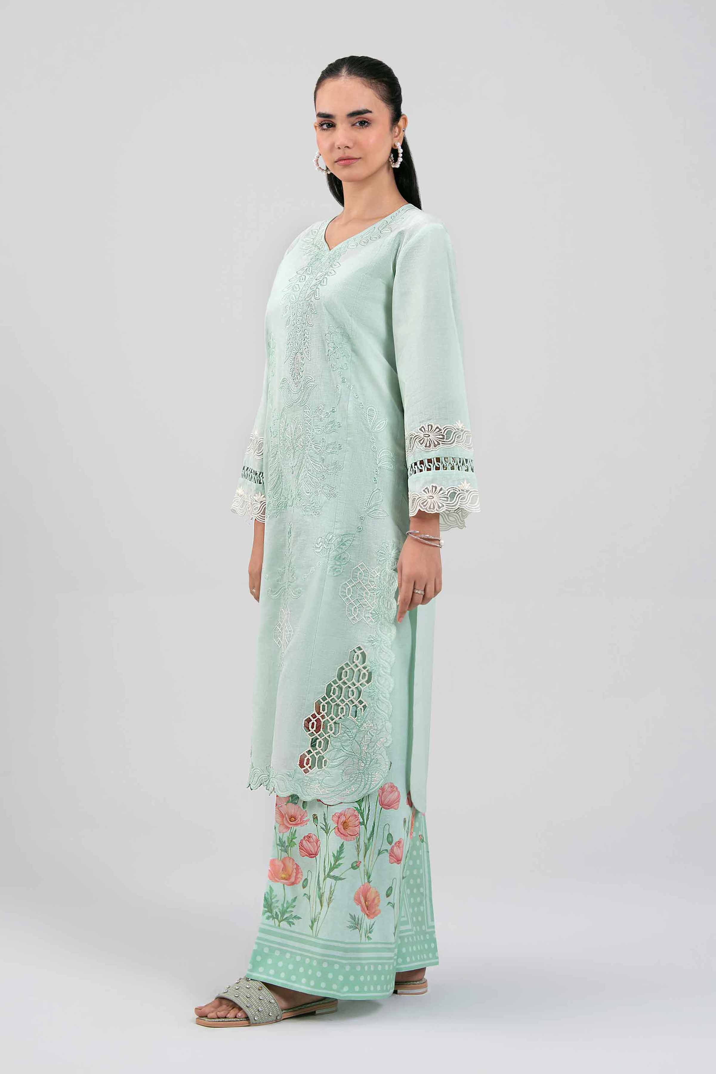 2 Piece - Digital Printed Embroidered Suit - 42601414 Green Lawn 2PC Embroidered Summer