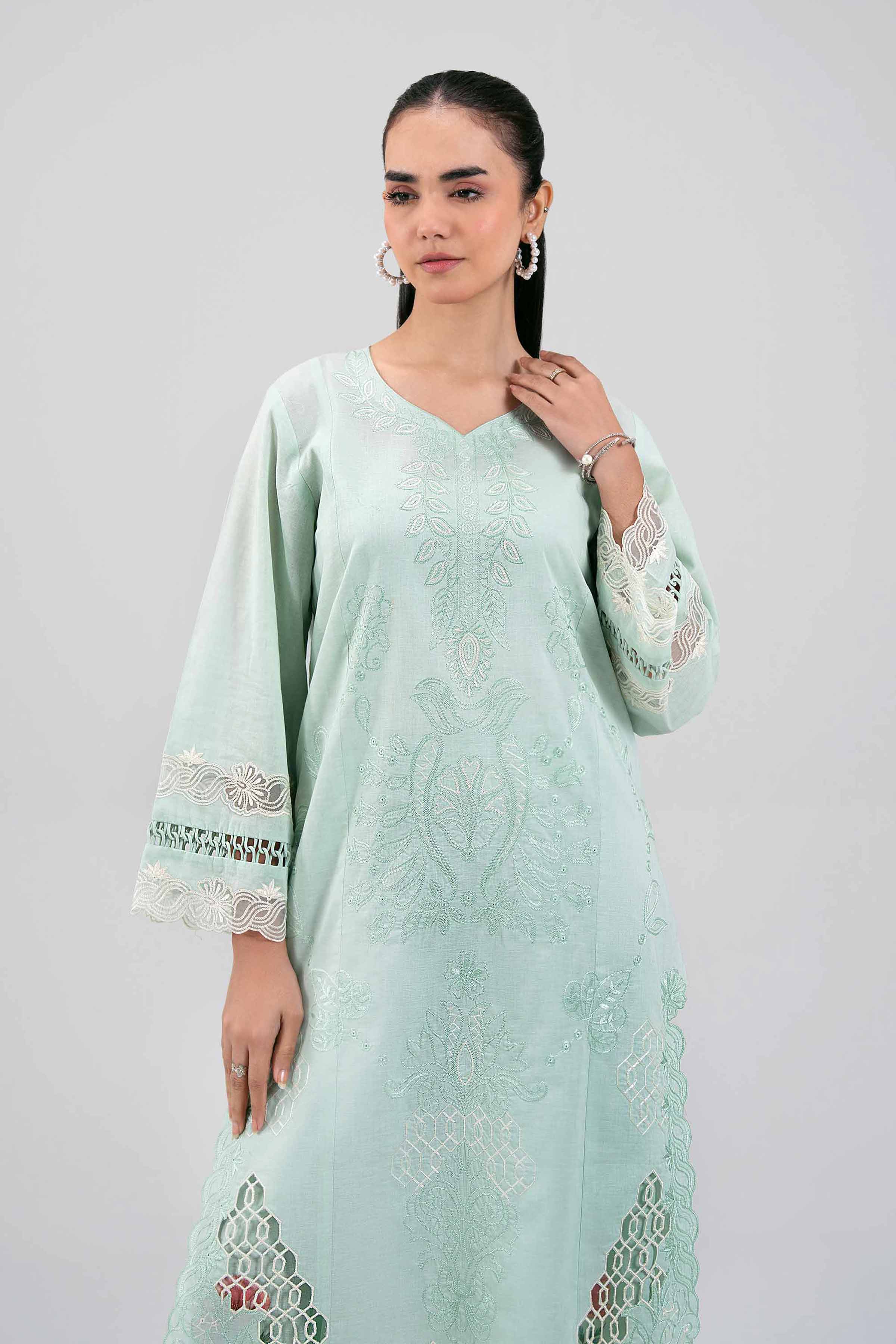 2 Piece - Digital Printed Embroidered Suit - 42601414 Green Lawn 2PC Embroidered Summer