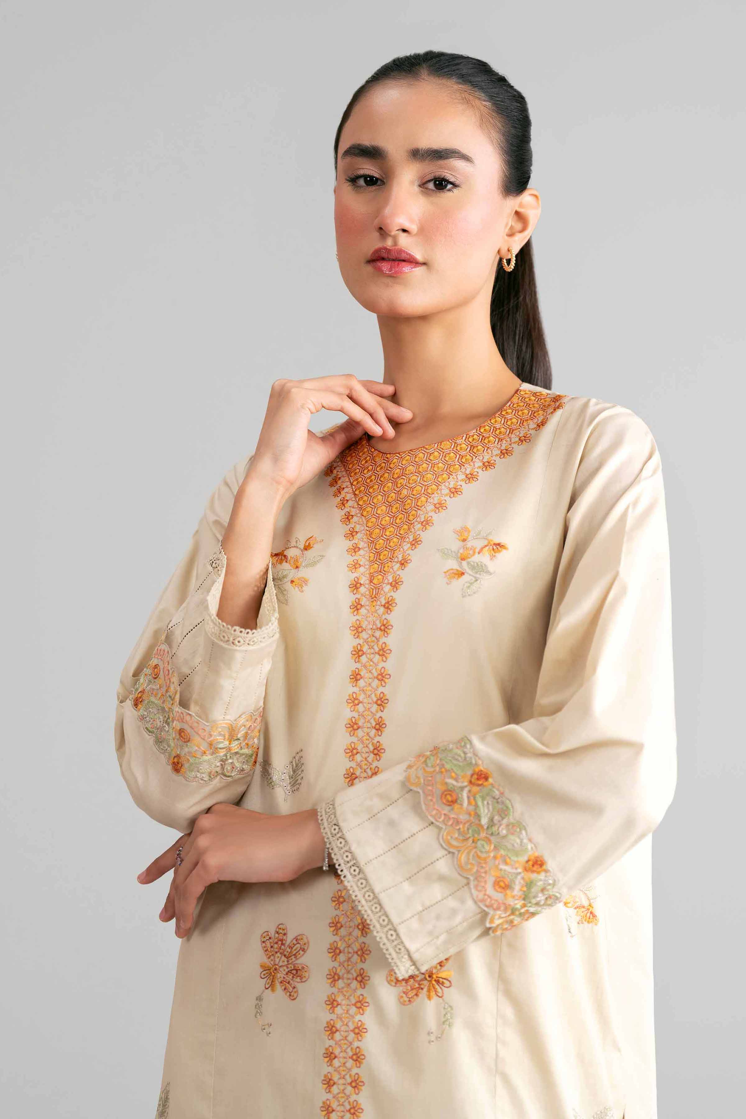 2 Piece - Digital Printed Embroidered Suit - 42601415 Yellow Lawn 2PC Embroidered Summer
