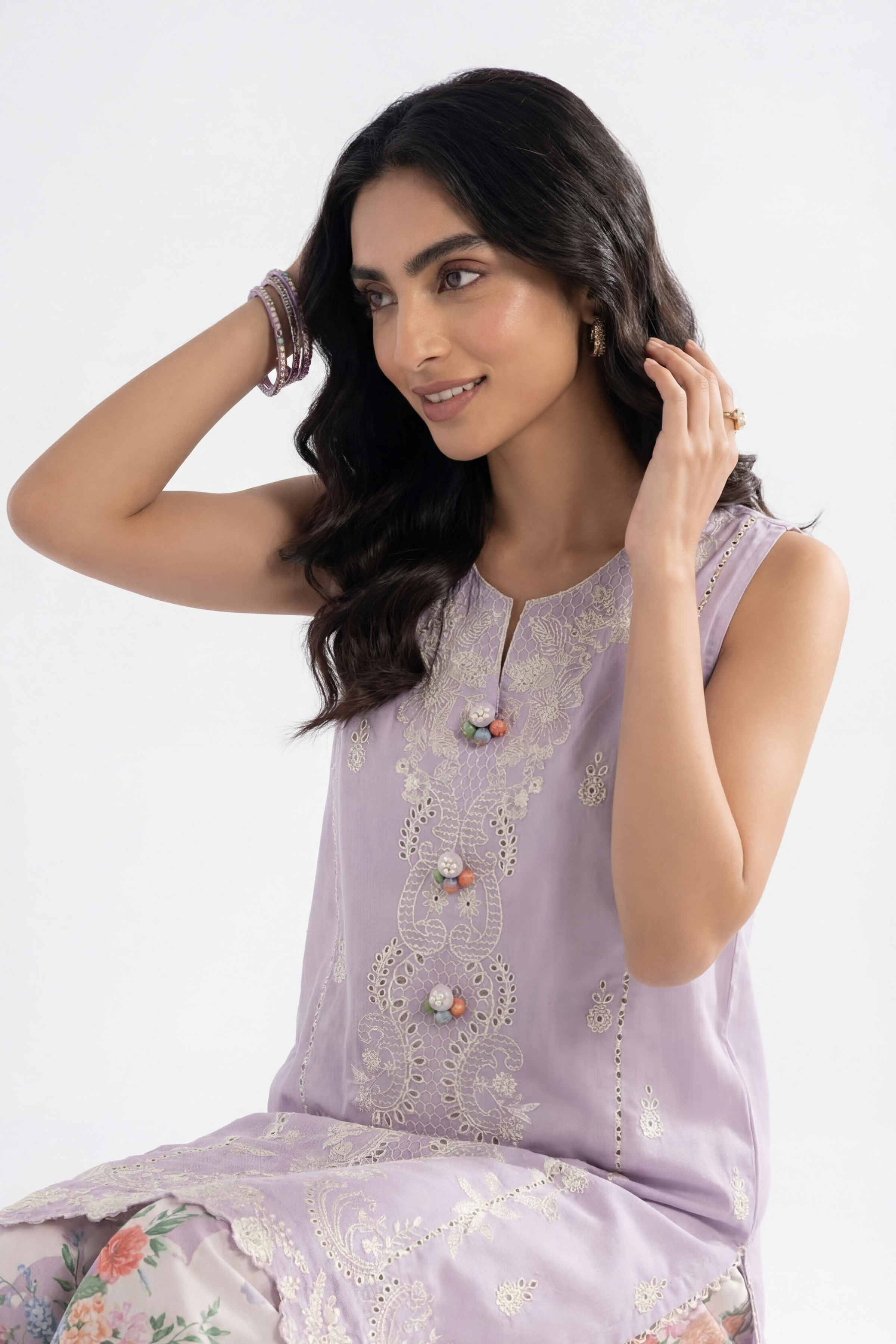 2 Piece - Digital Printed Embroidered Suit - 42601417 Purple Lawn 2PC Embroidered Summer