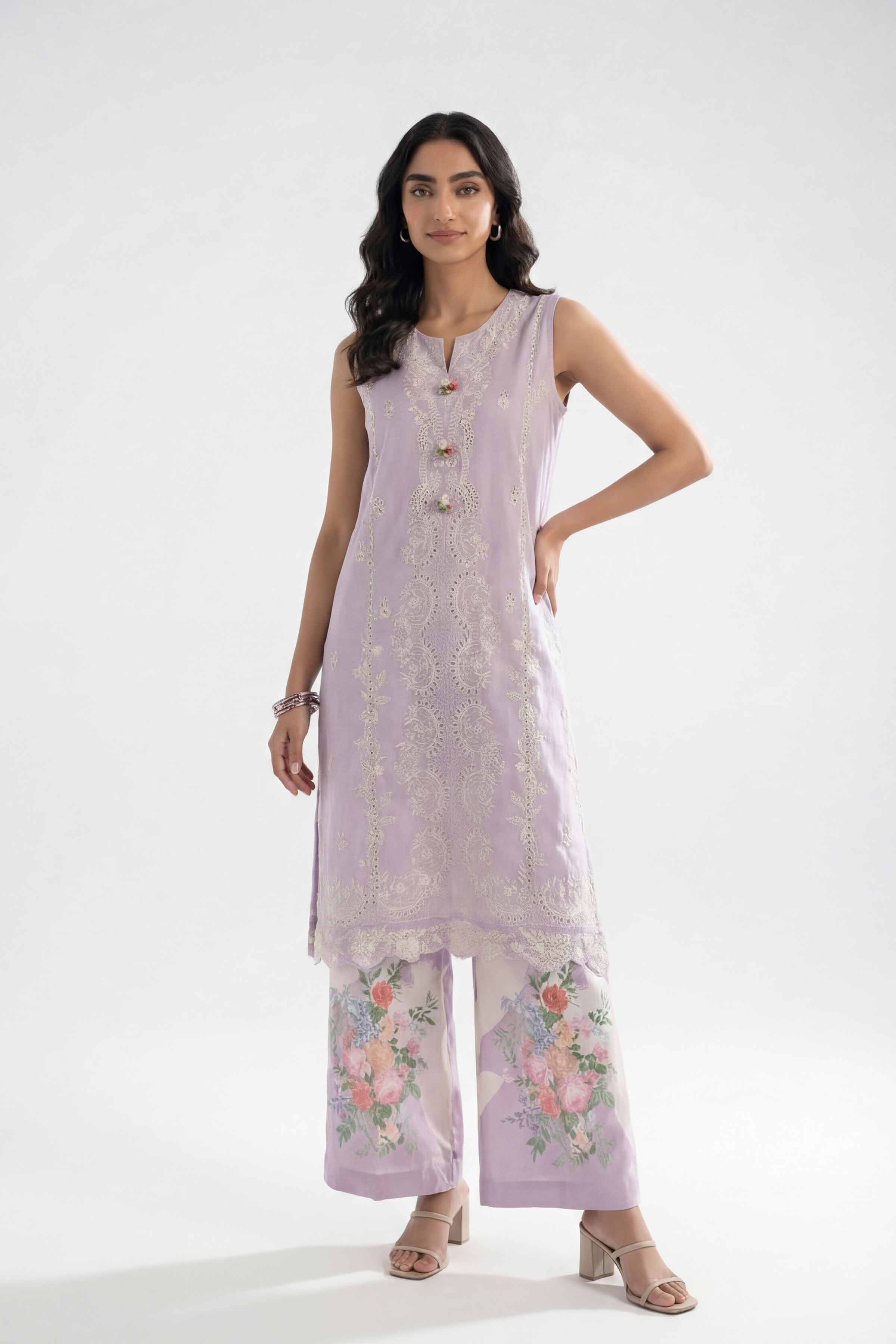 2 Piece - Digital Printed Embroidered Suit - 42601417 Purple Lawn 2PC Embroidered Summer