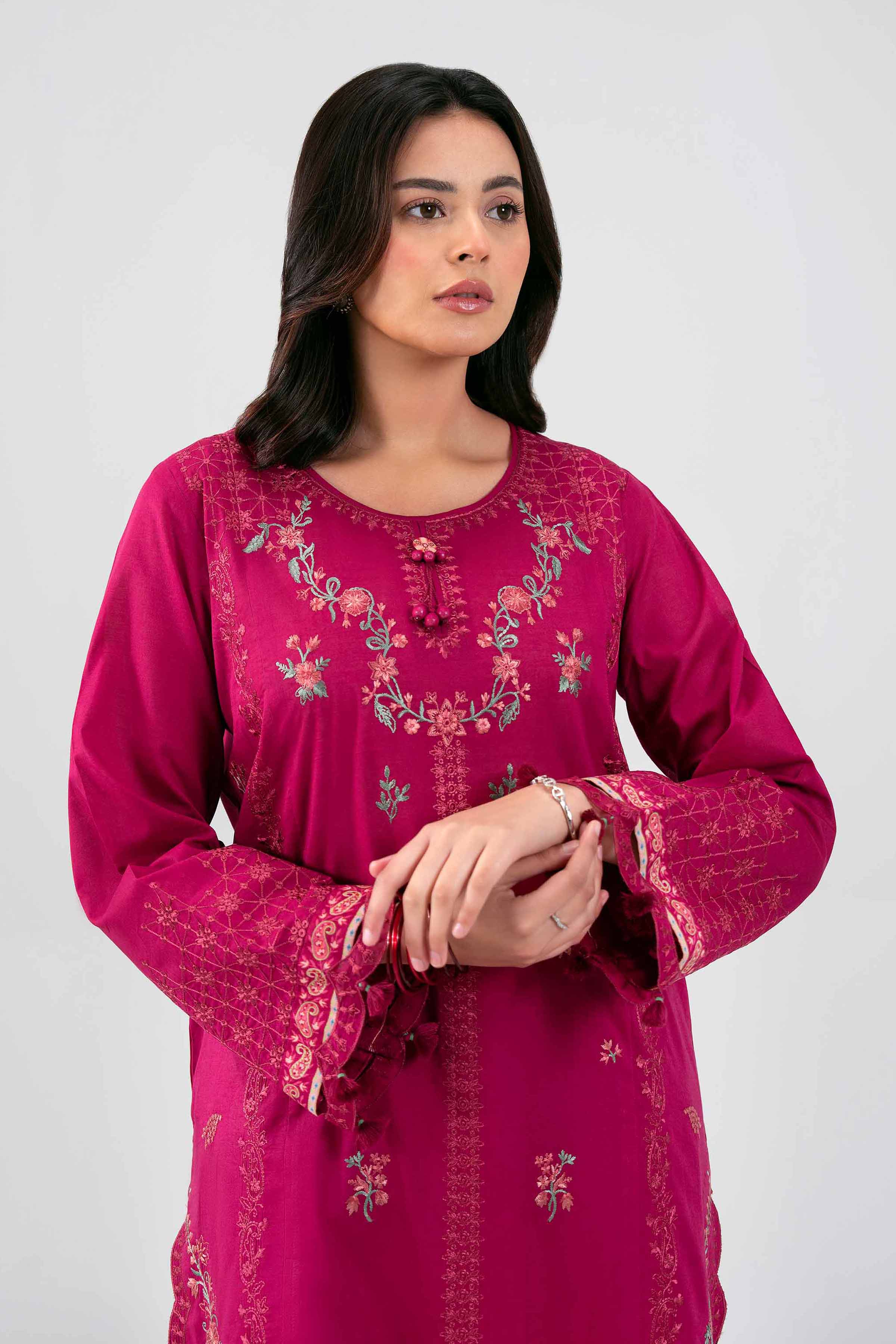 2 Piece - Digital Printed Embroidered Suit - 42601418 Maroon Lawn 2PC Embroidered Summer