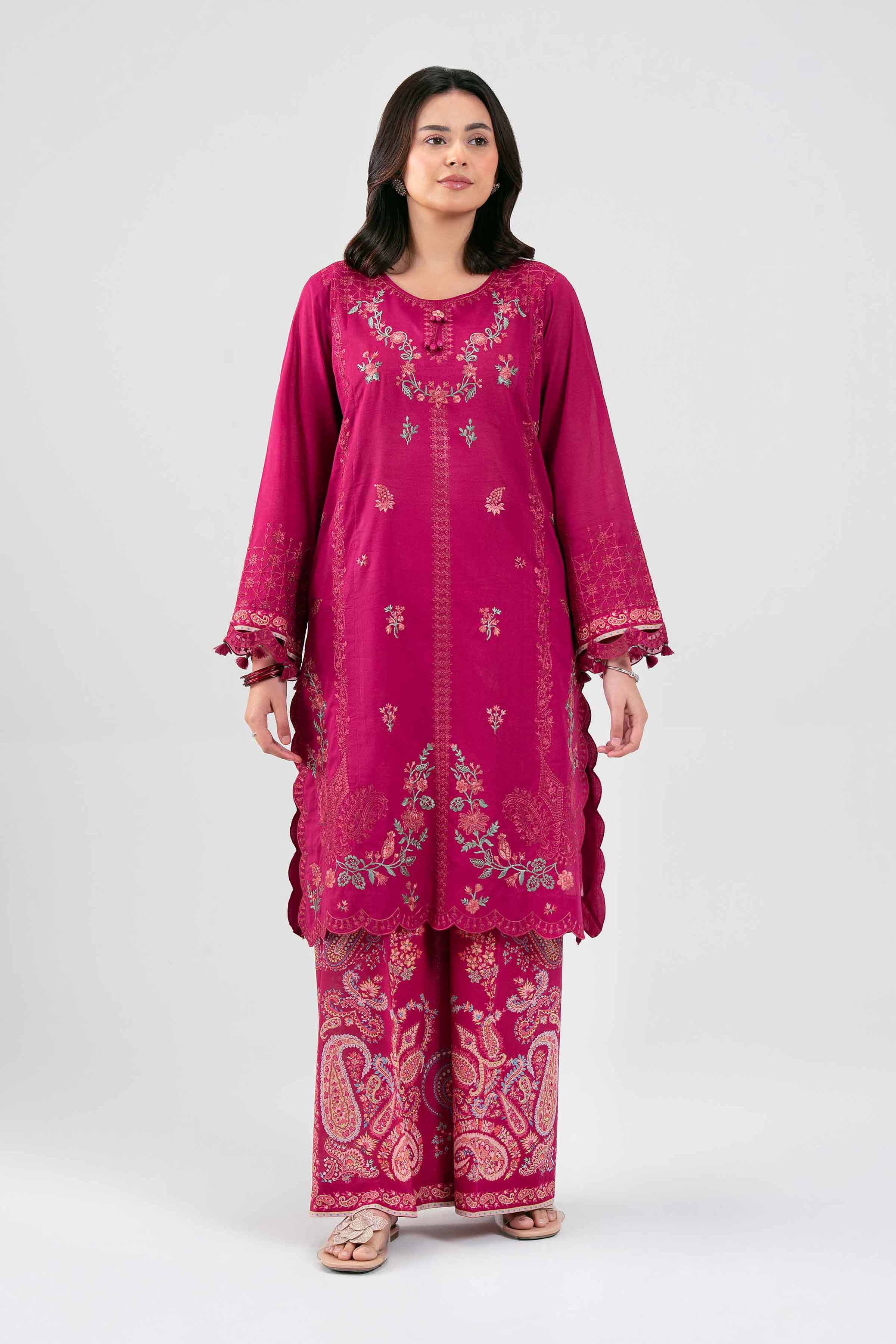 2 Piece - Digital Printed Embroidered Suit - 42601418 Maroon Lawn 2PC Embroidered Summer