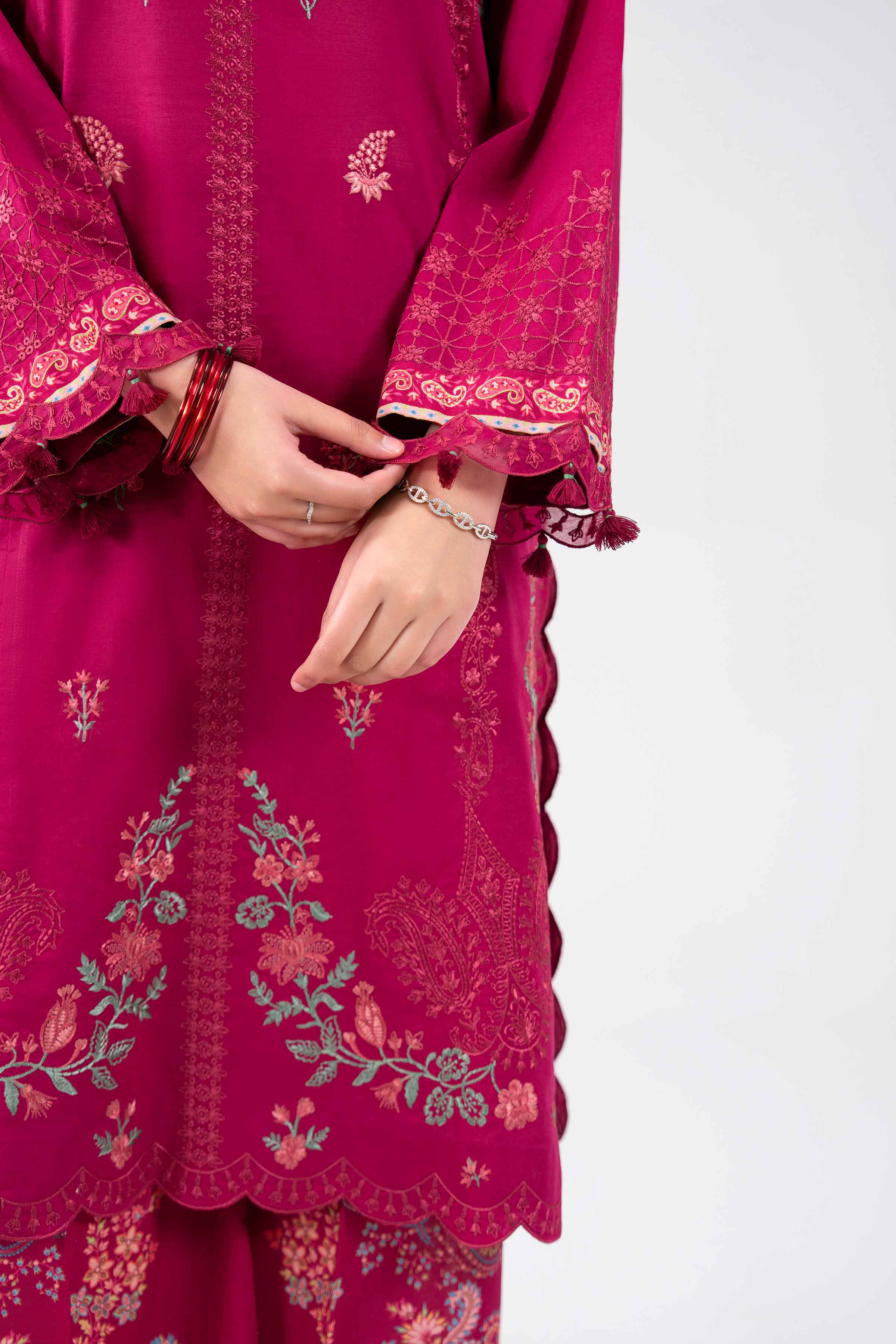2 Piece - Digital Printed Embroidered Suit - 42601418 Maroon Lawn 2PC Embroidered Summer