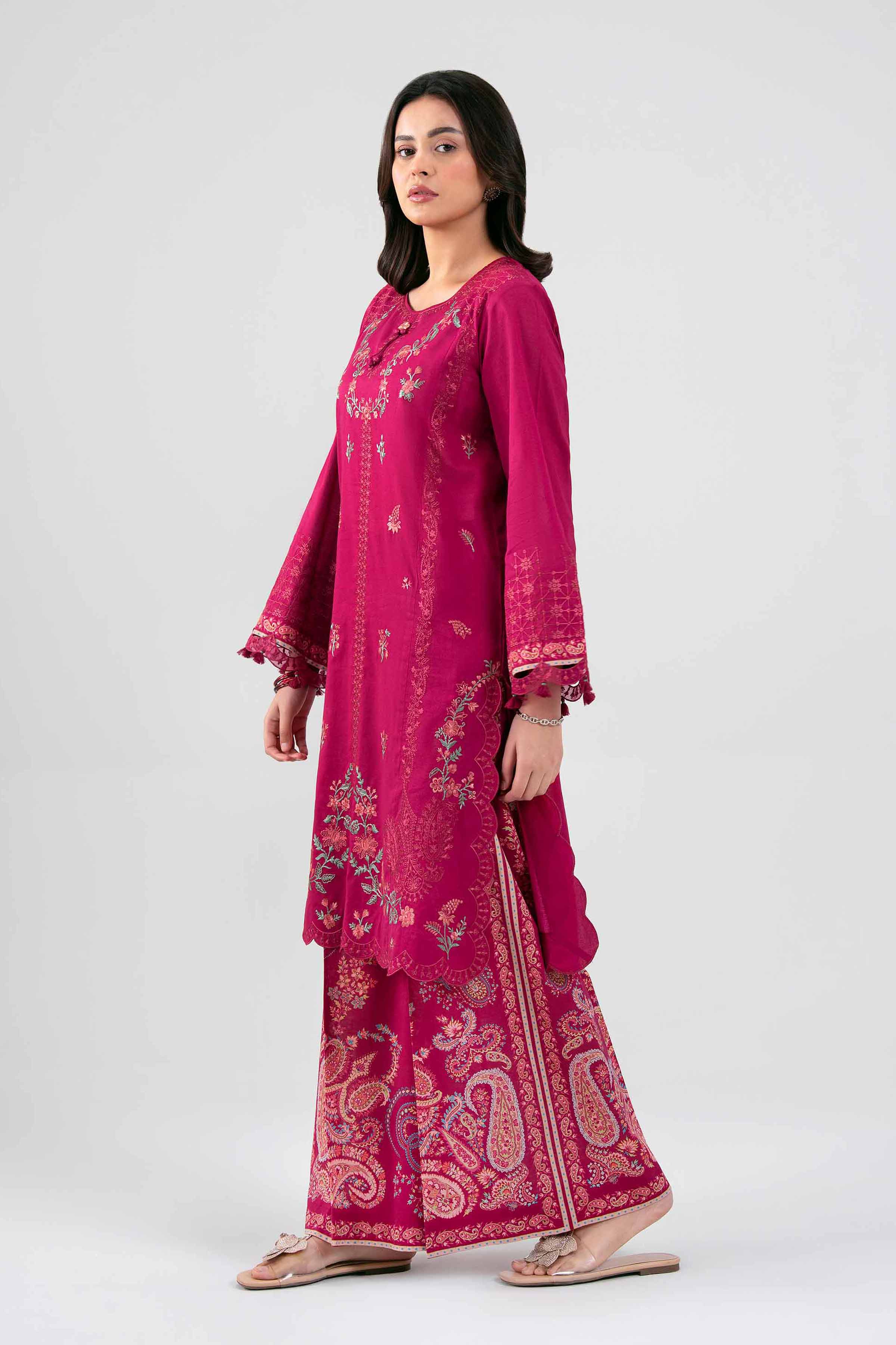 2 Piece - Digital Printed Embroidered Suit - 42601418 Maroon Lawn 2PC Embroidered Summer