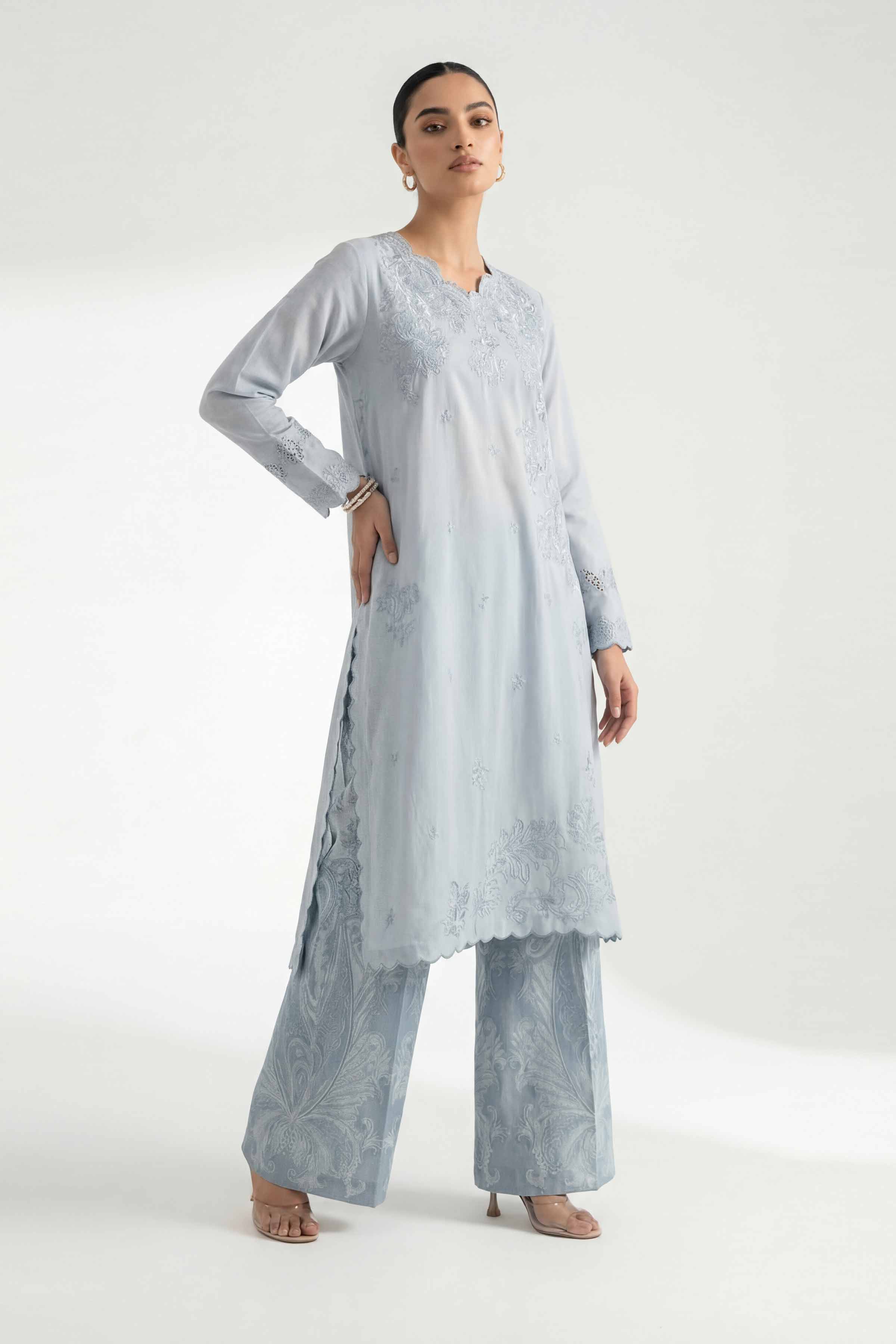2 Piece - Digital Printed Embroidered Suit - 42601419 Grey Lawn 2PC Embroidered Summer