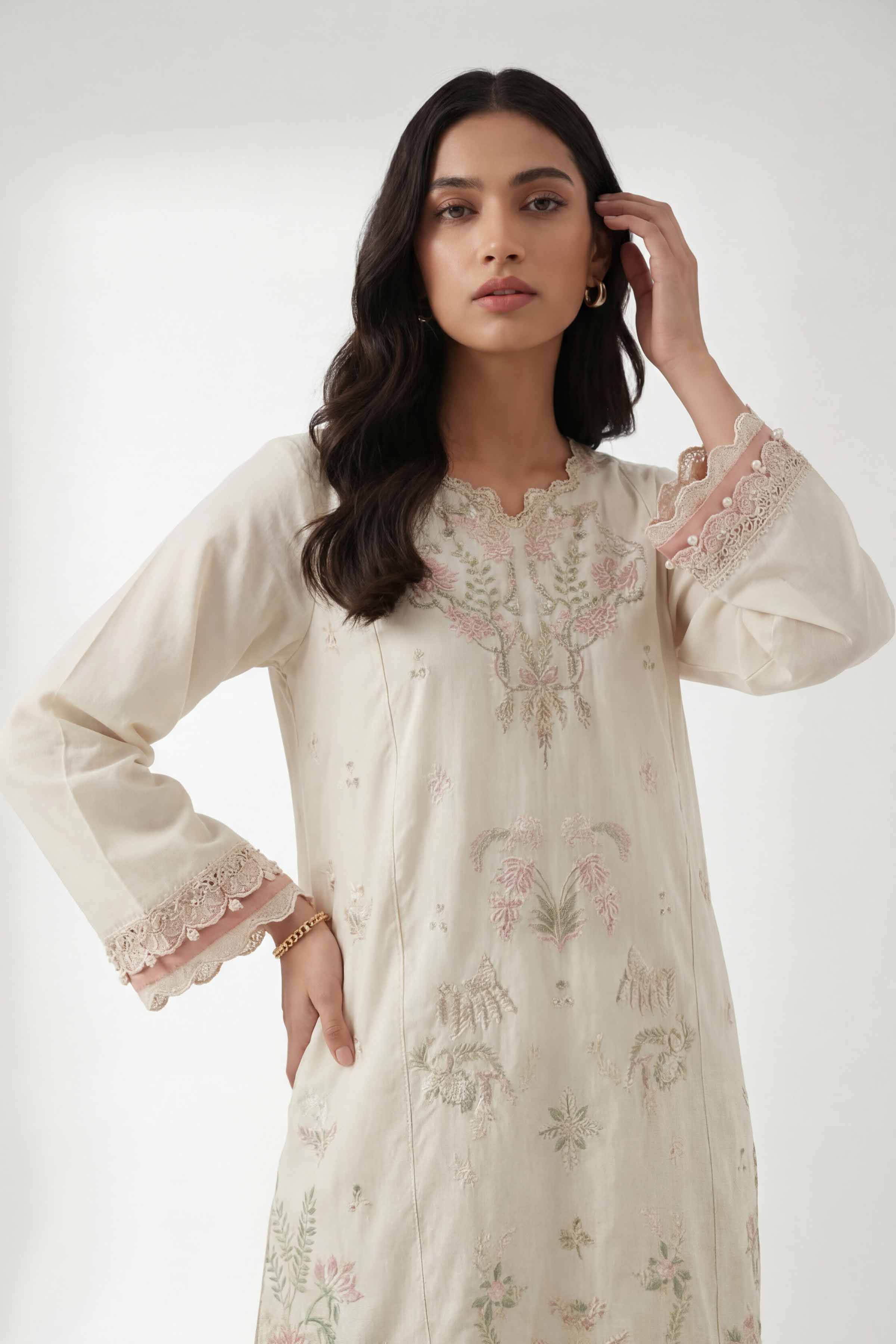 2 Piece - Digital Printed Embroidered Suit - 42601420 White Lawn 2PC Embroidered Summer