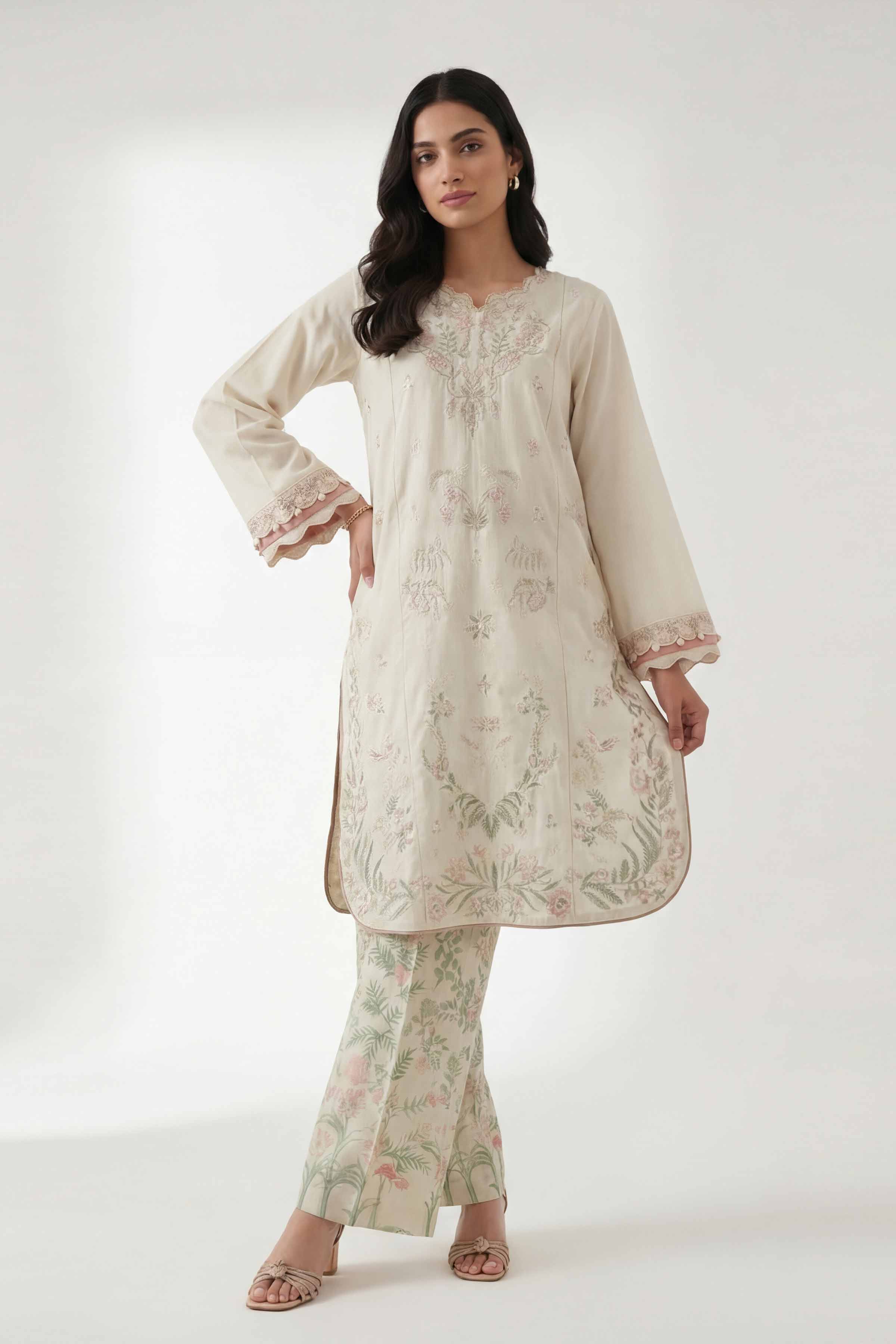 2 Piece - Digital Printed Embroidered Suit - 42601420 White Lawn 2PC Embroidered Summer