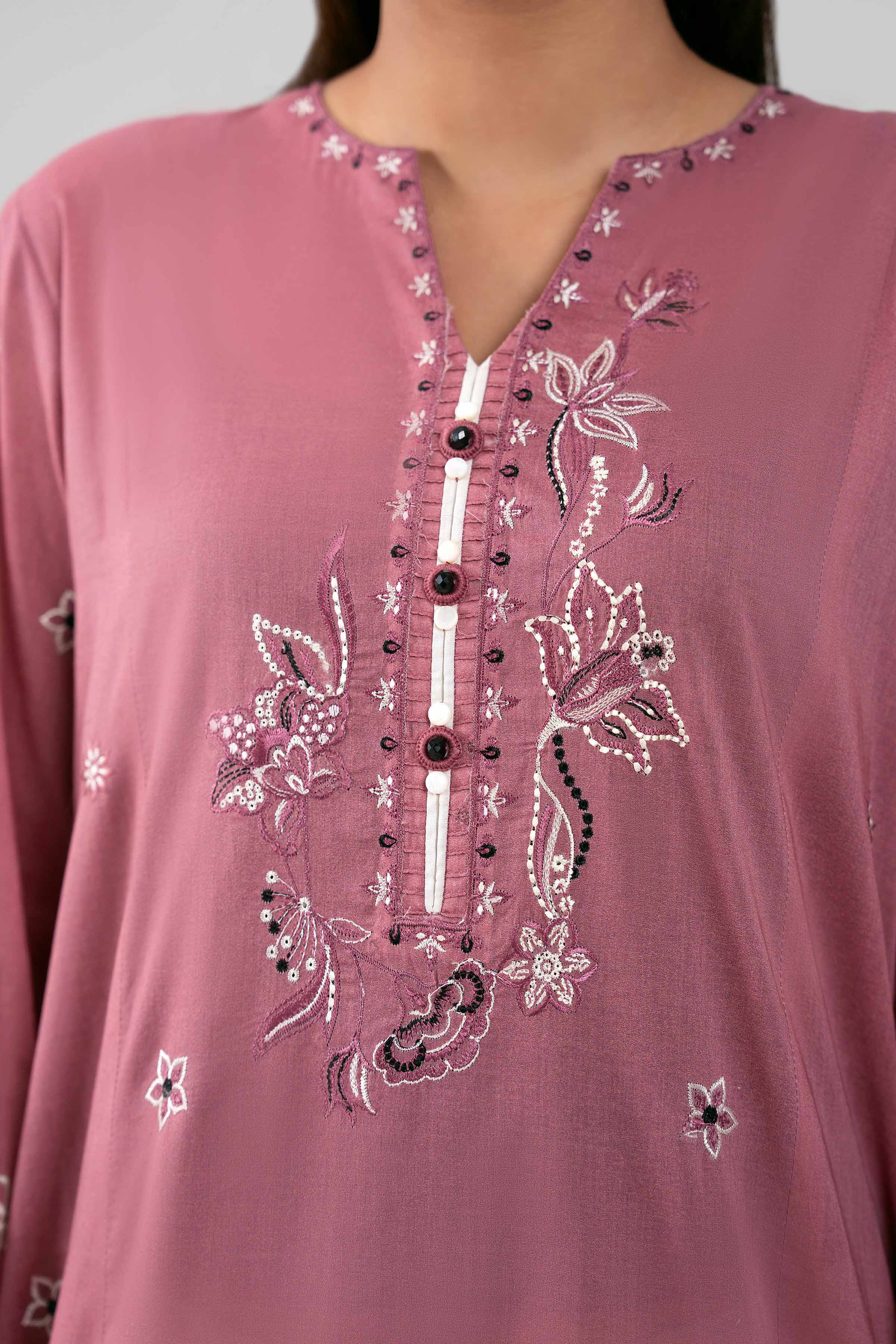 2 Piece - Digital Printed Embroidered Suit - 42601421 Pink Lawn 2PC Embroidered Summer
