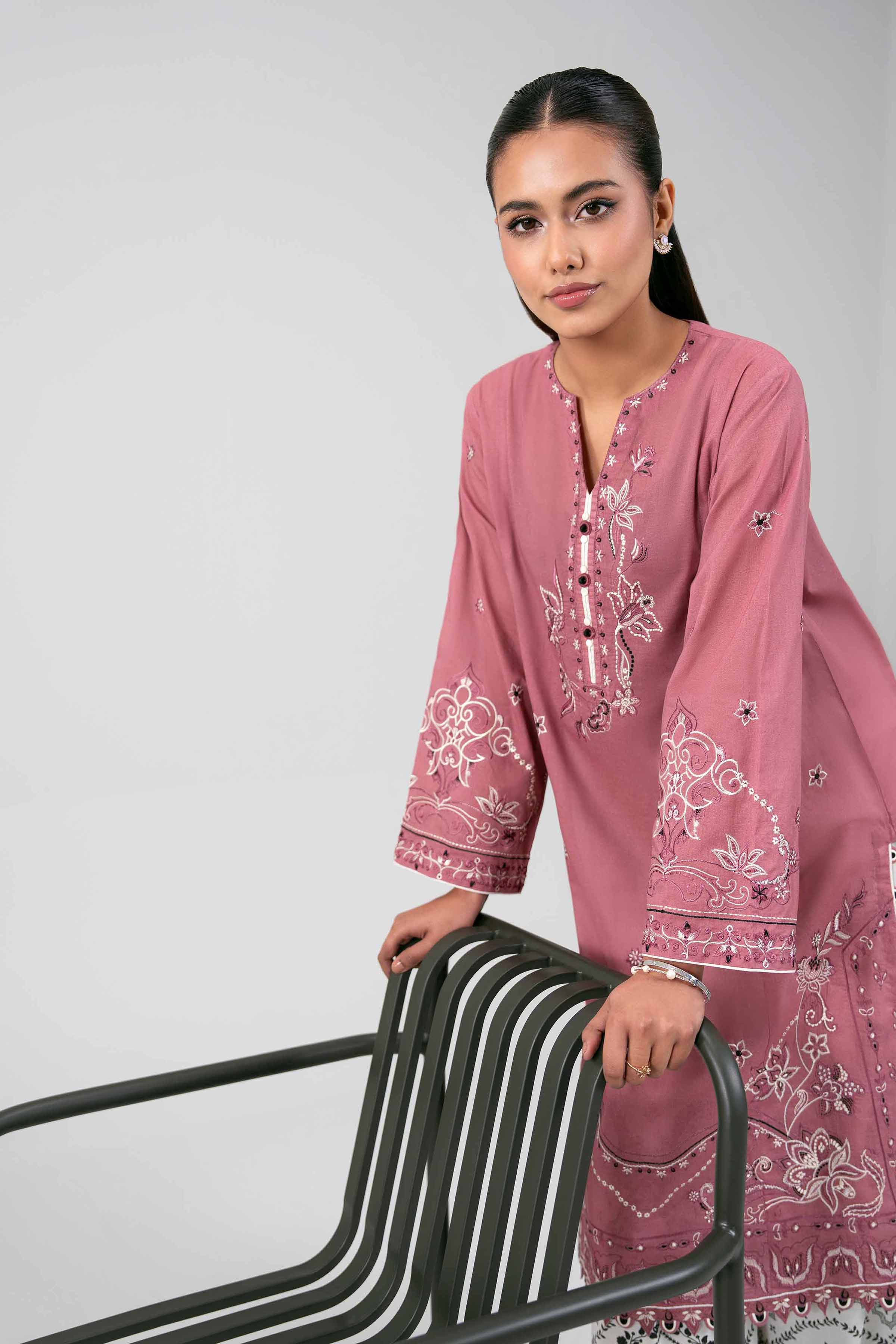 2 Piece - Digital Printed Embroidered Suit - 42601421 Pink Lawn 2PC Embroidered Summer