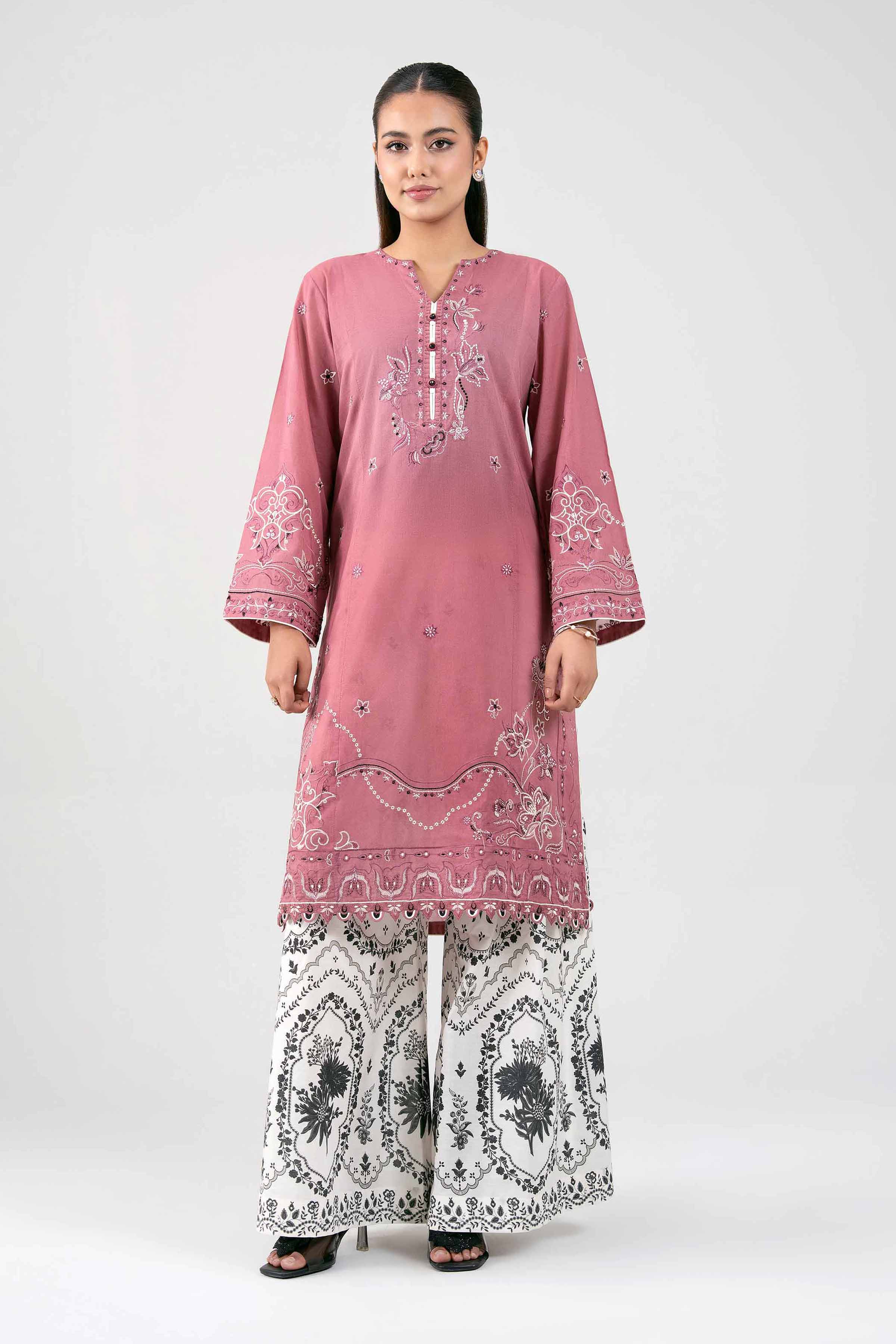 2 Piece - Digital Printed Embroidered Suit - 42601421 Pink Lawn 2PC Embroidered Summer