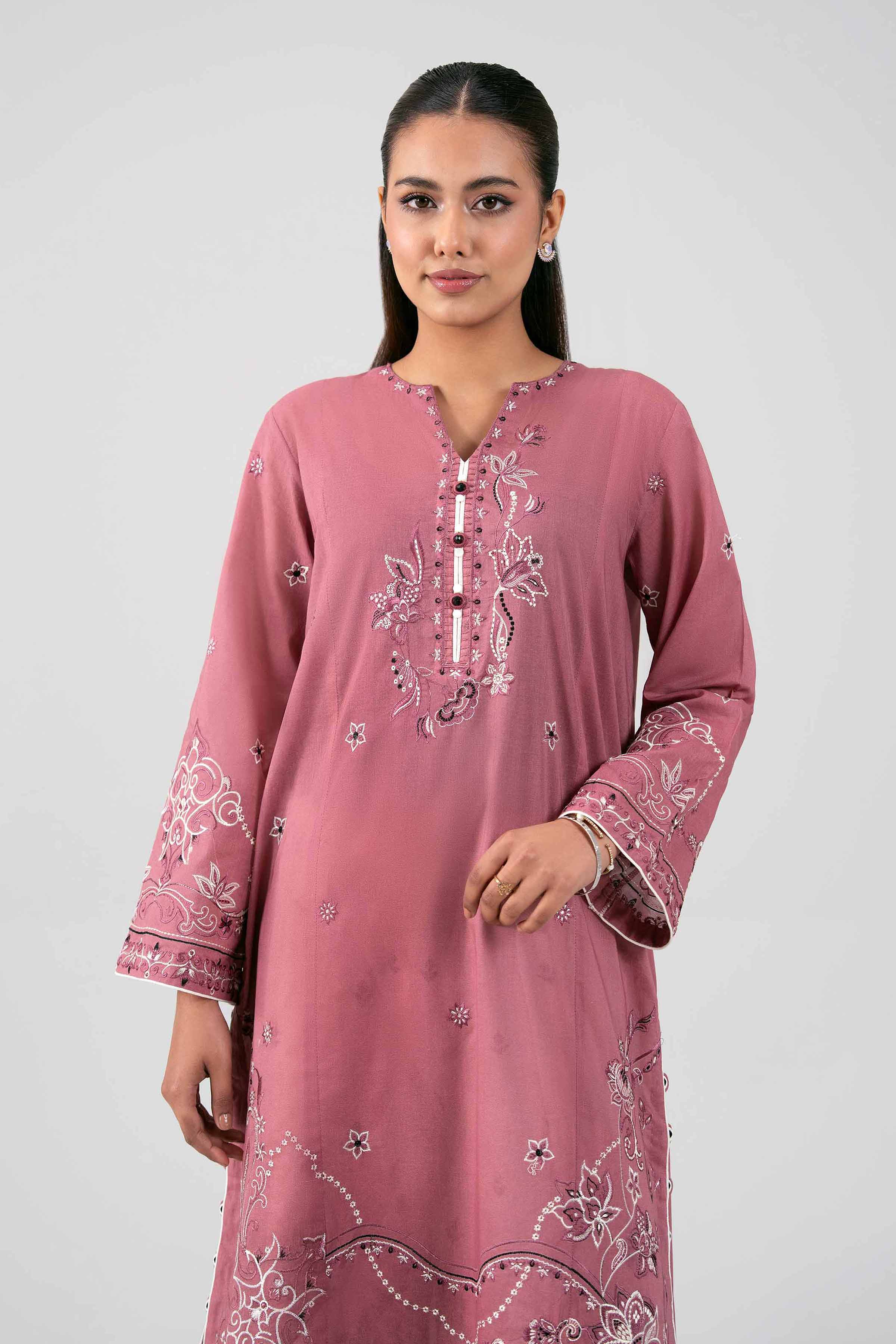 2 Piece - Digital Printed Embroidered Suit - 42601421 Pink Lawn 2PC Embroidered Summer