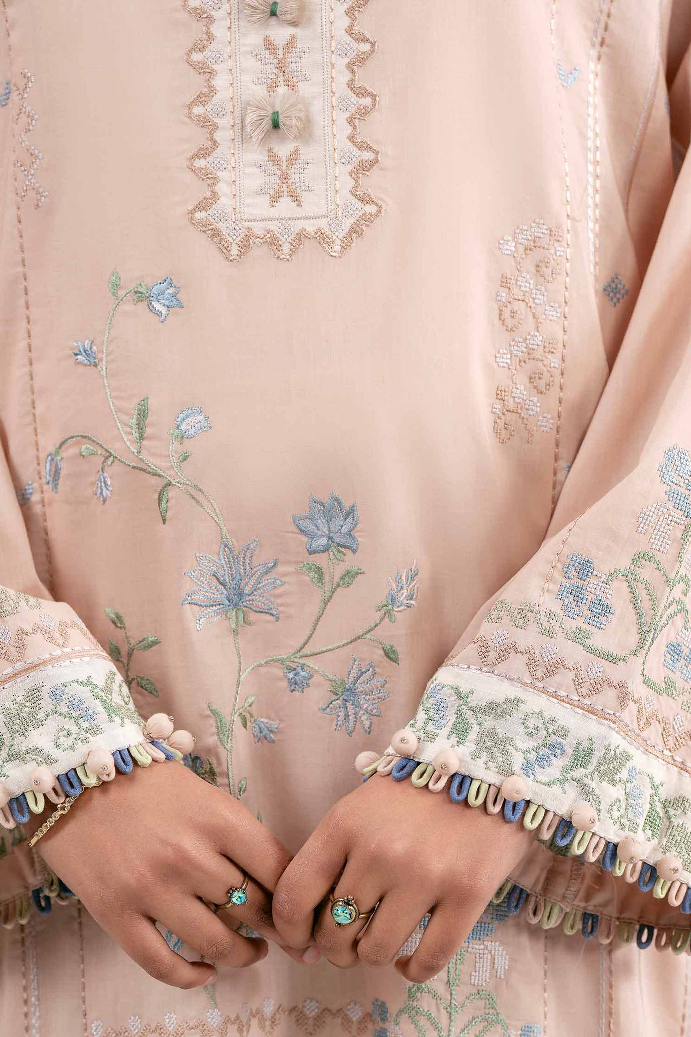 2 Piece - Embroidered Suit - 42601425 Peach Lawn 2PC Embroidered Summer