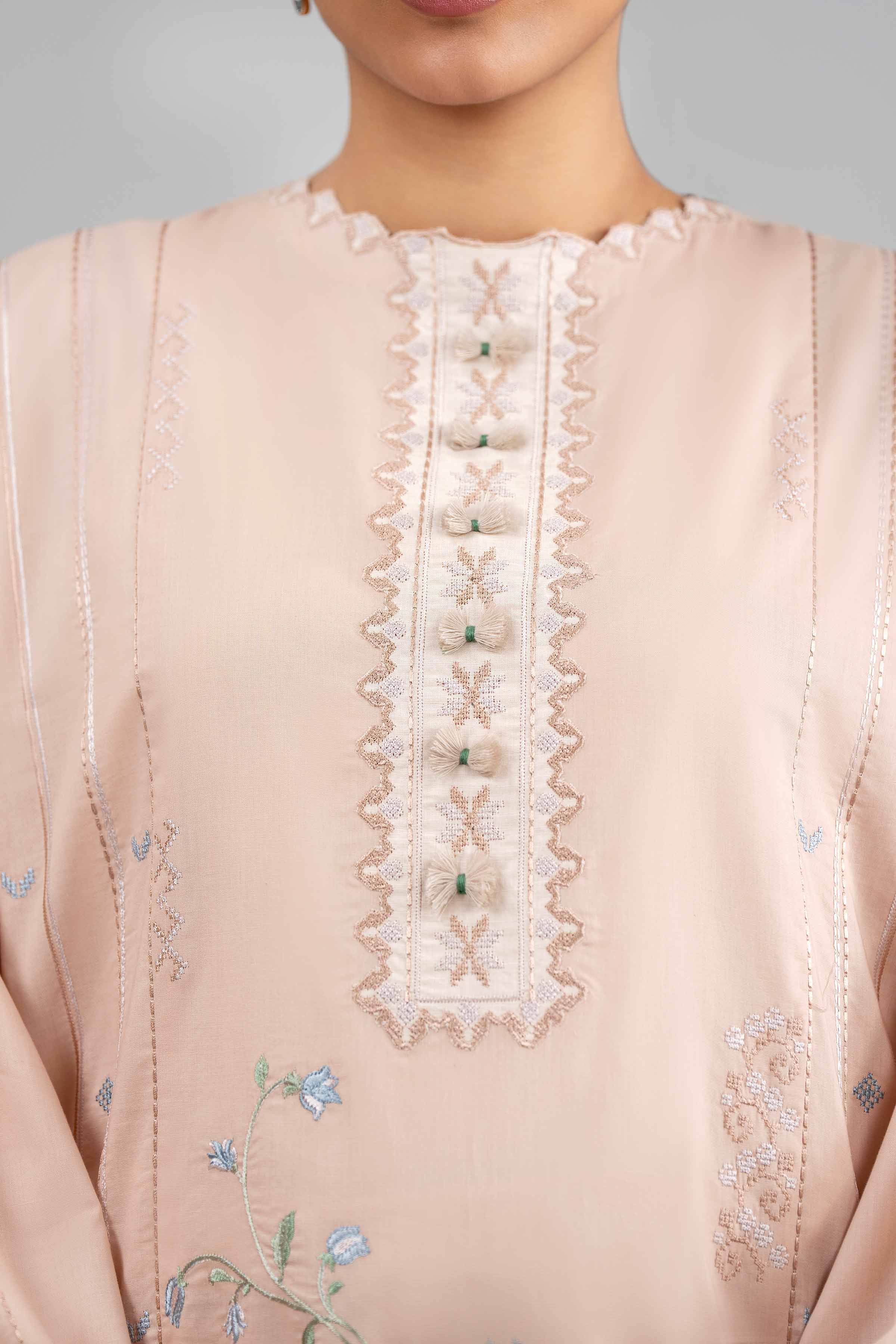 2 Piece - Embroidered Suit - 42601425 Peach Lawn 2PC Embroidered Summer