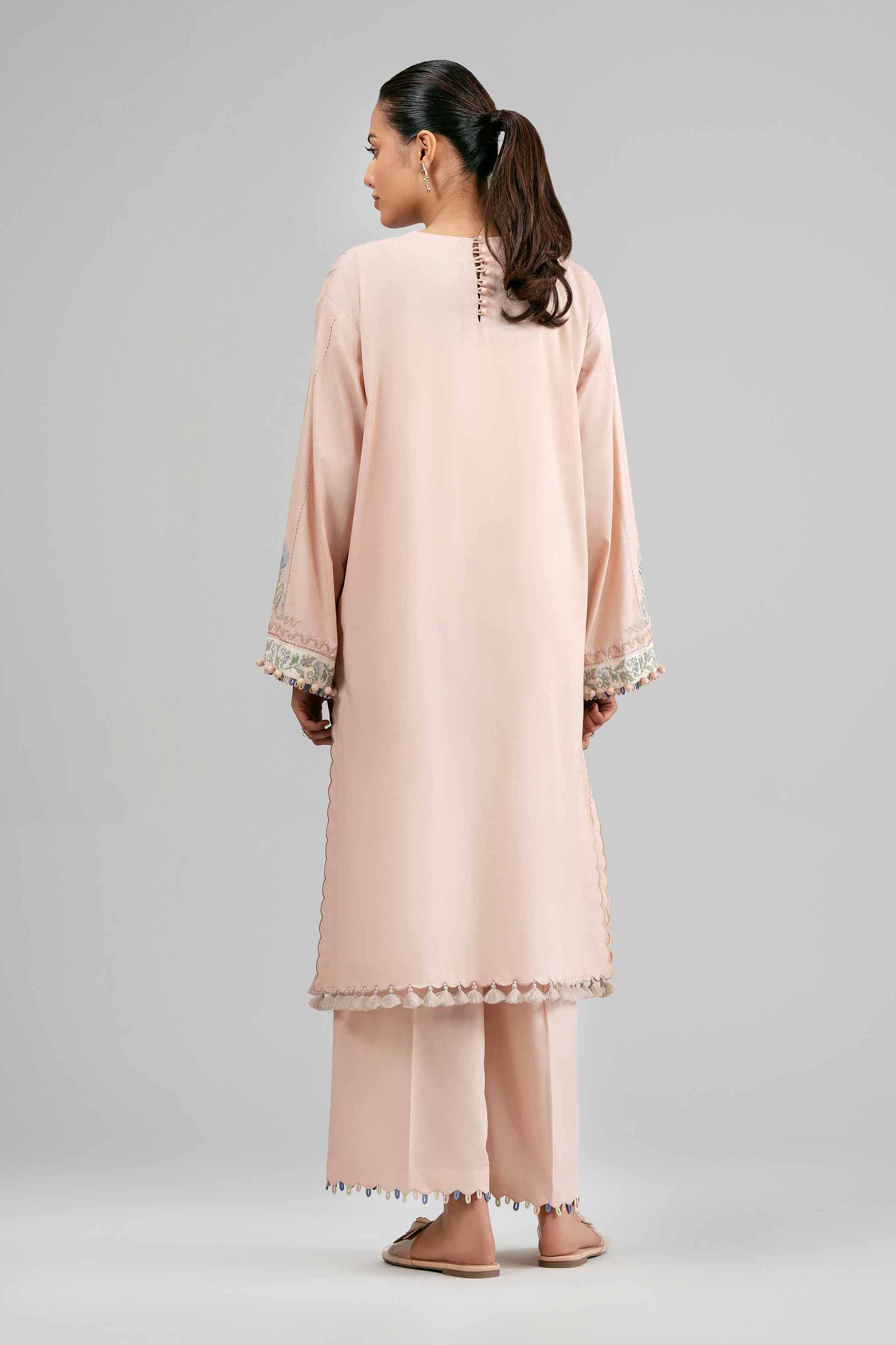 2 Piece - Embroidered Suit - 42601425 Peach Lawn 2PC Embroidered Summer