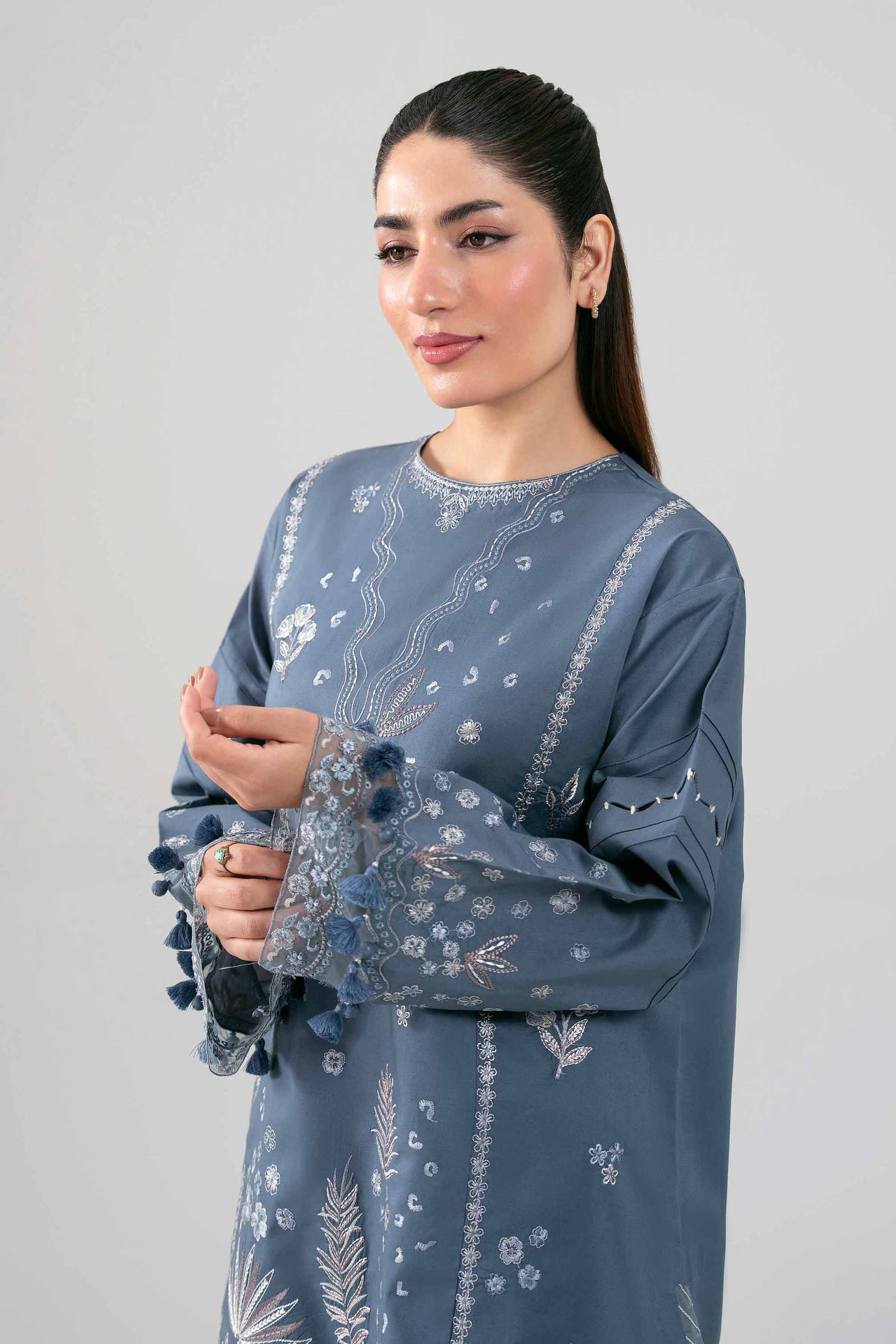 2 Piece - Embroidered Suit - 42601426 Blue Lawn 2PC Embroidered Summer