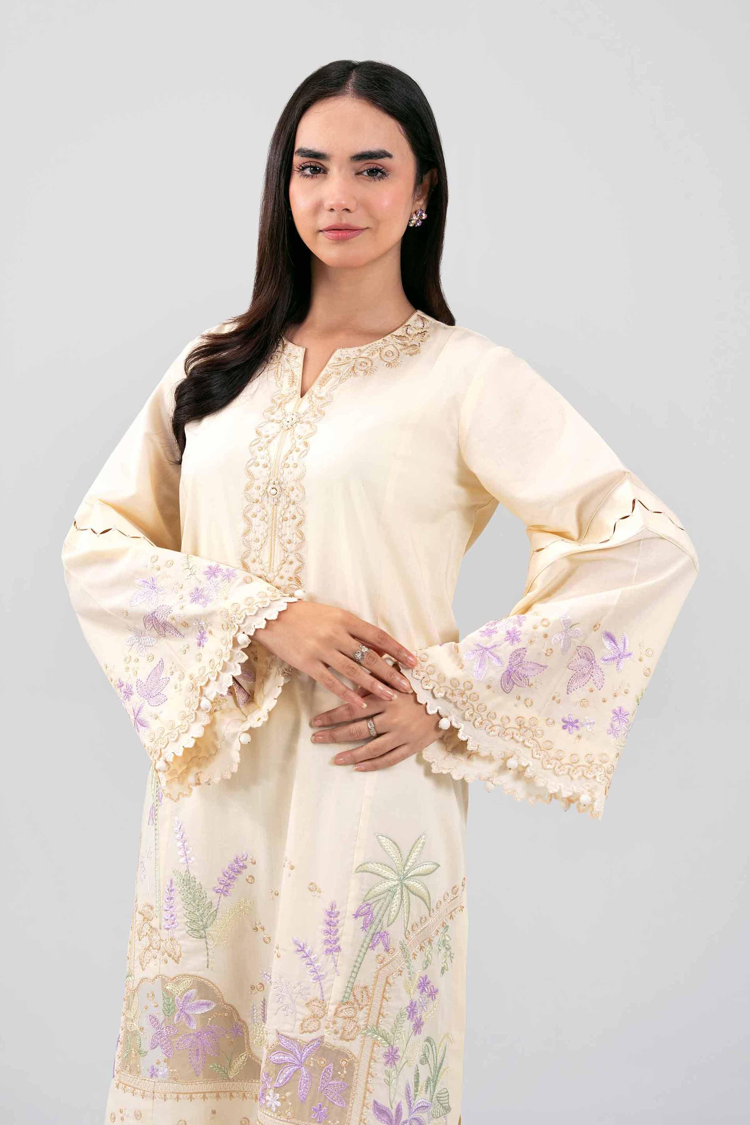 2 Piece - Embroidered Suit - 42601431 Cream Lawn 2PC Embroidered Summer