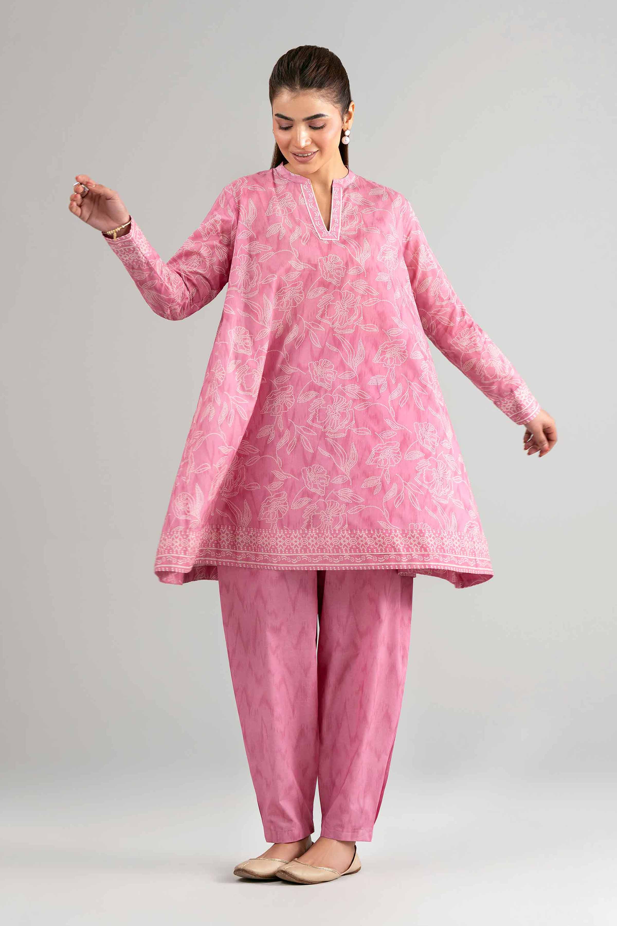 2 Piece - Printed Suit - 42601434 Pink Lawn 2PC Printed Summer