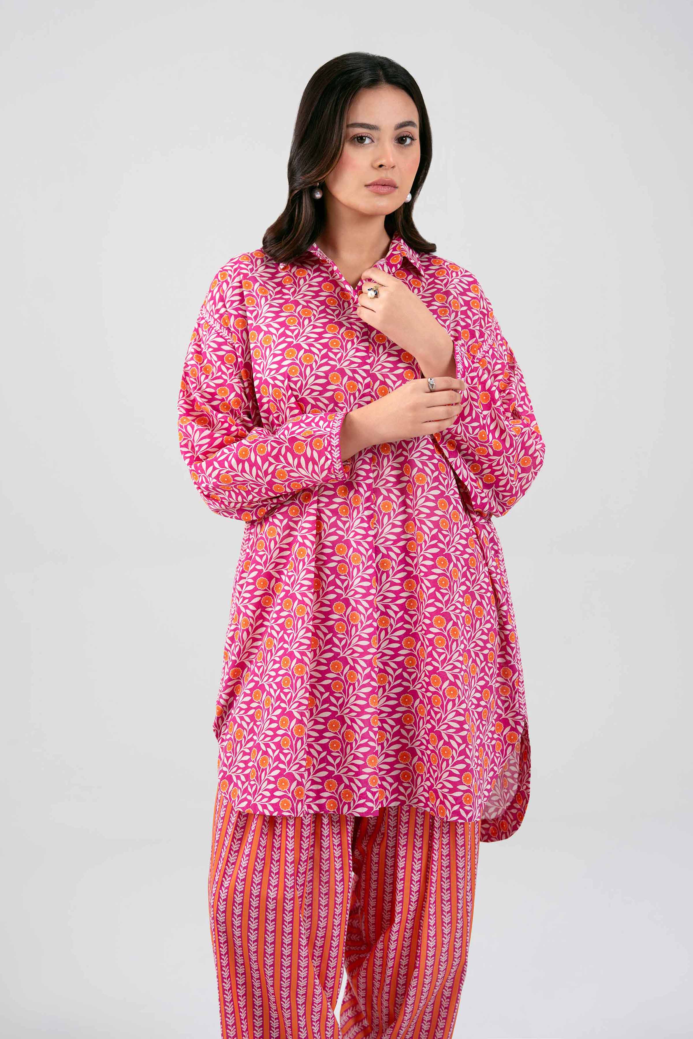 2 Piece - Printed Suit - 42601440 Pink Lawn 2PC Printed Summer