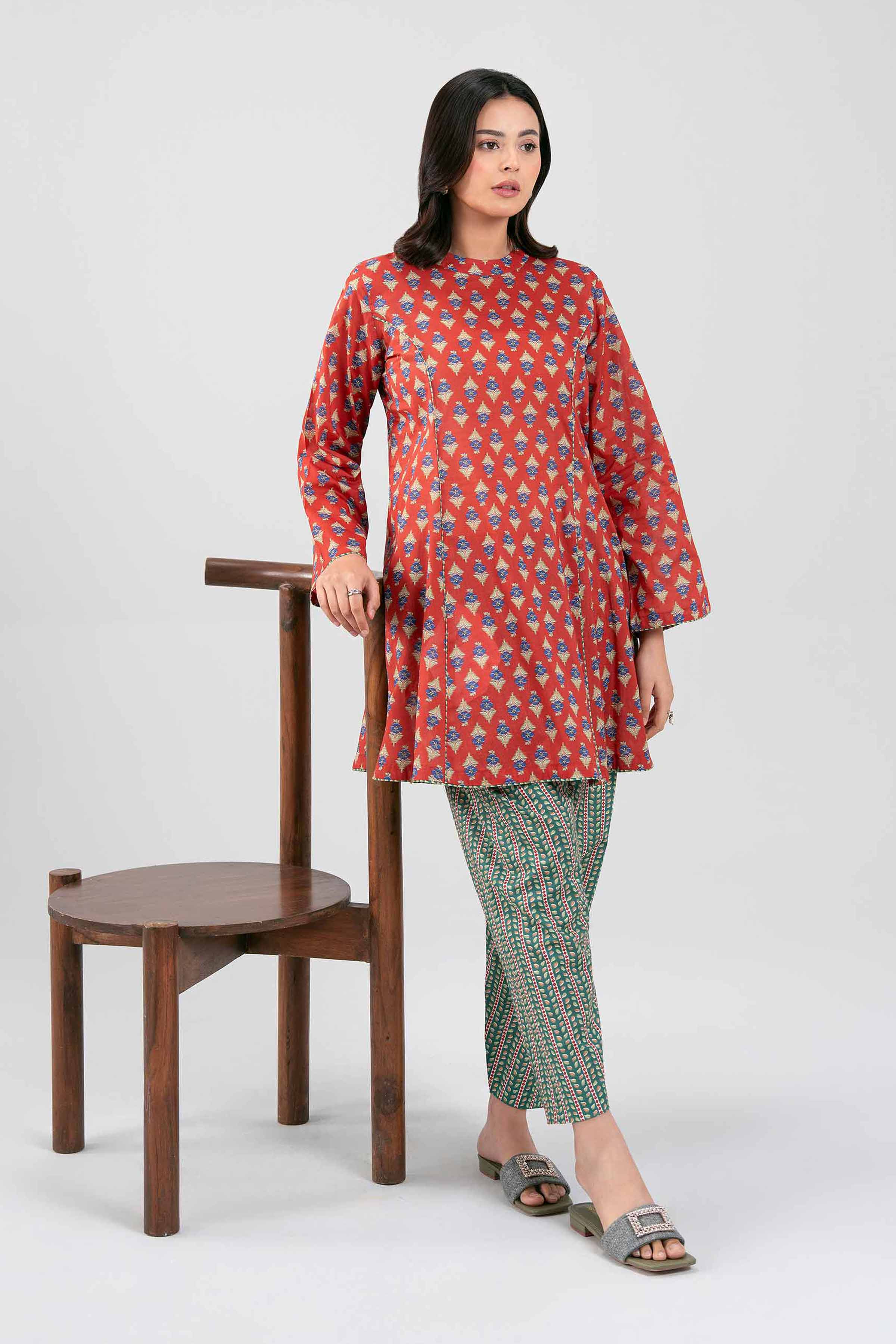 2 Piece - Printed Suit - 42601442 Red Lawn 2PC Printed Summer