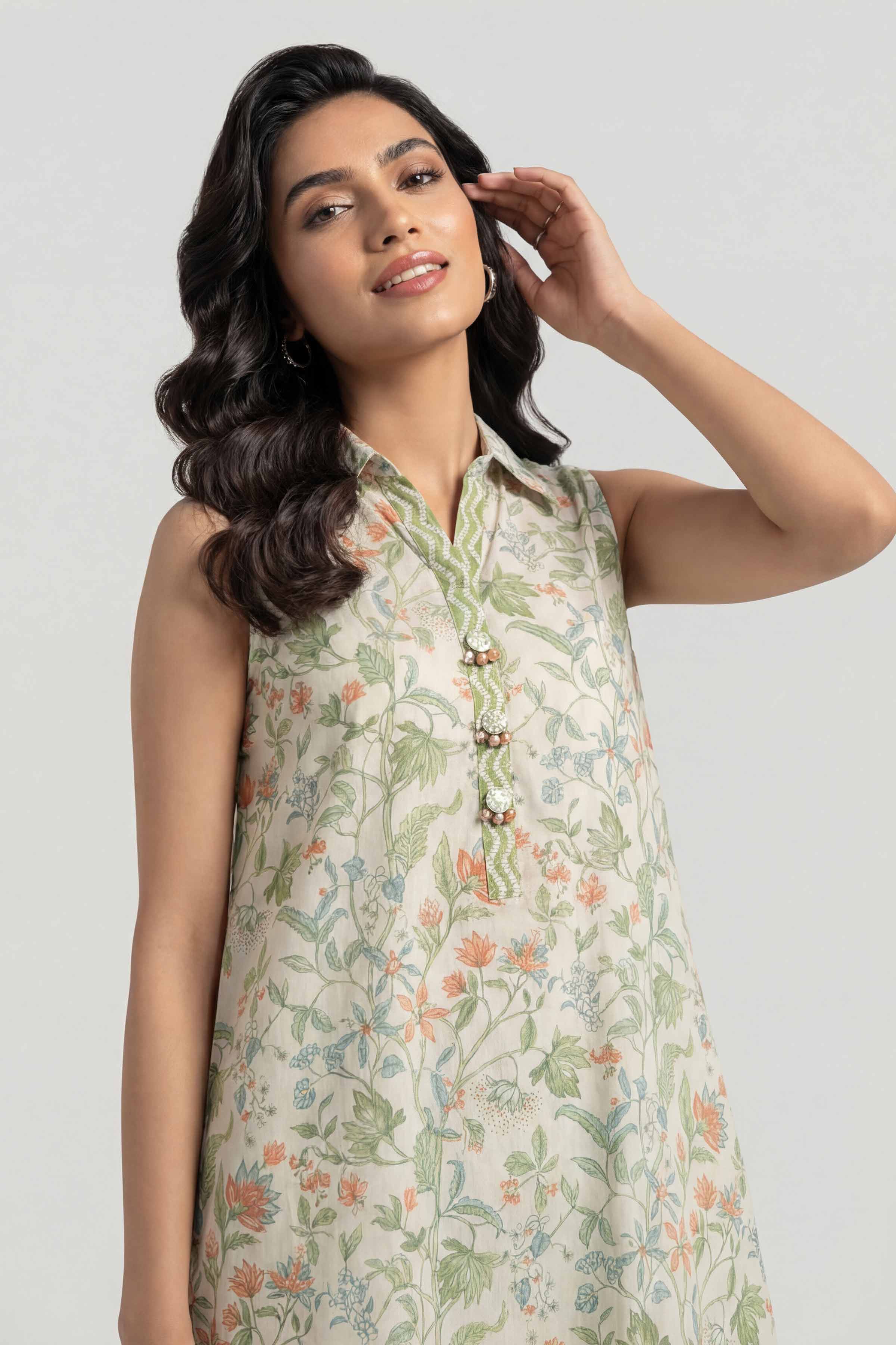 2 Piece - Printed Suit - 42601446 Cream Lawn 2PC Printed Summer