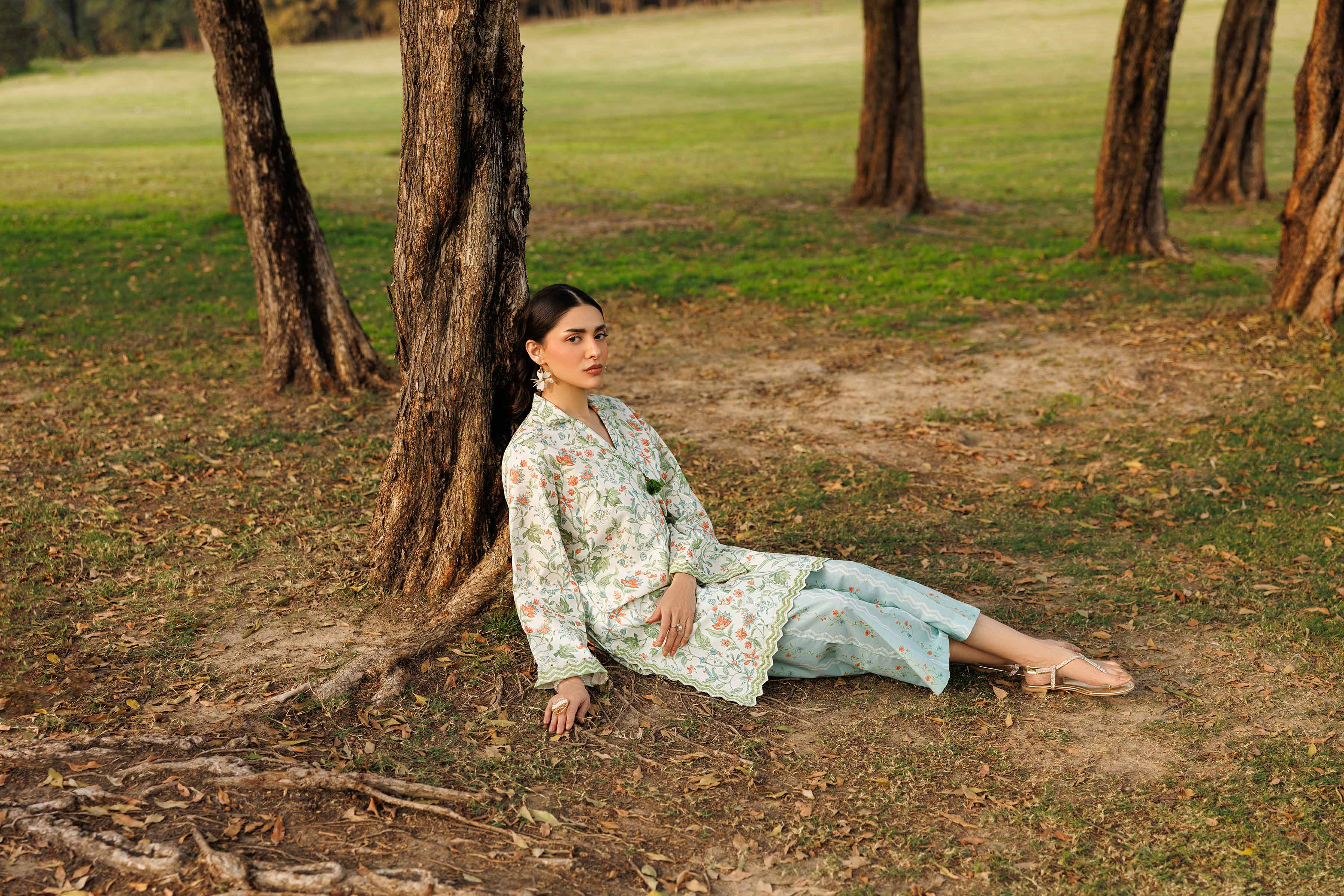 2 Piece - Printed Suit - 42601446 Cream Lawn 2PC Printed Summer