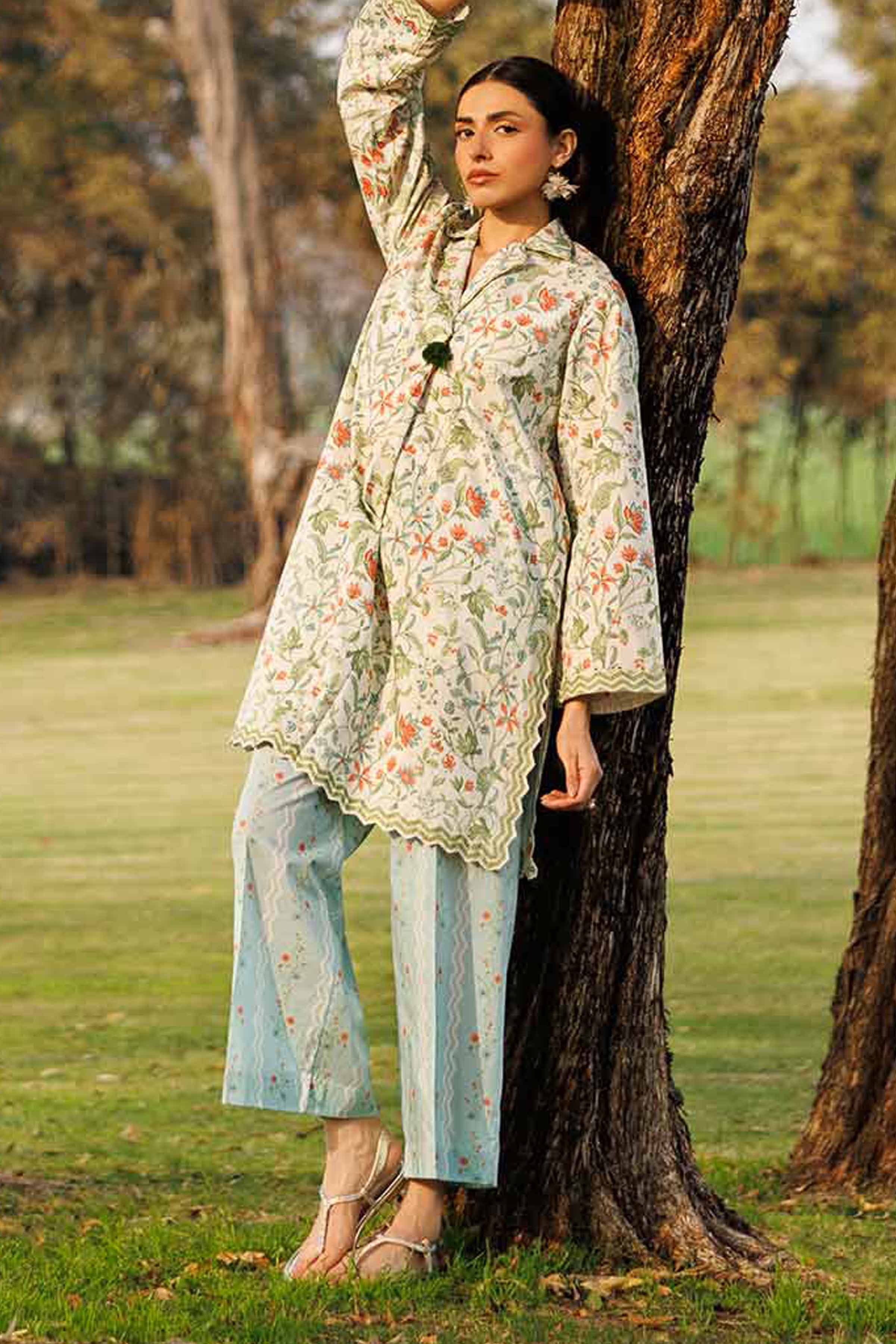 2 Piece - Printed Suit - 42601446 Cream Lawn 2PC Printed Summer