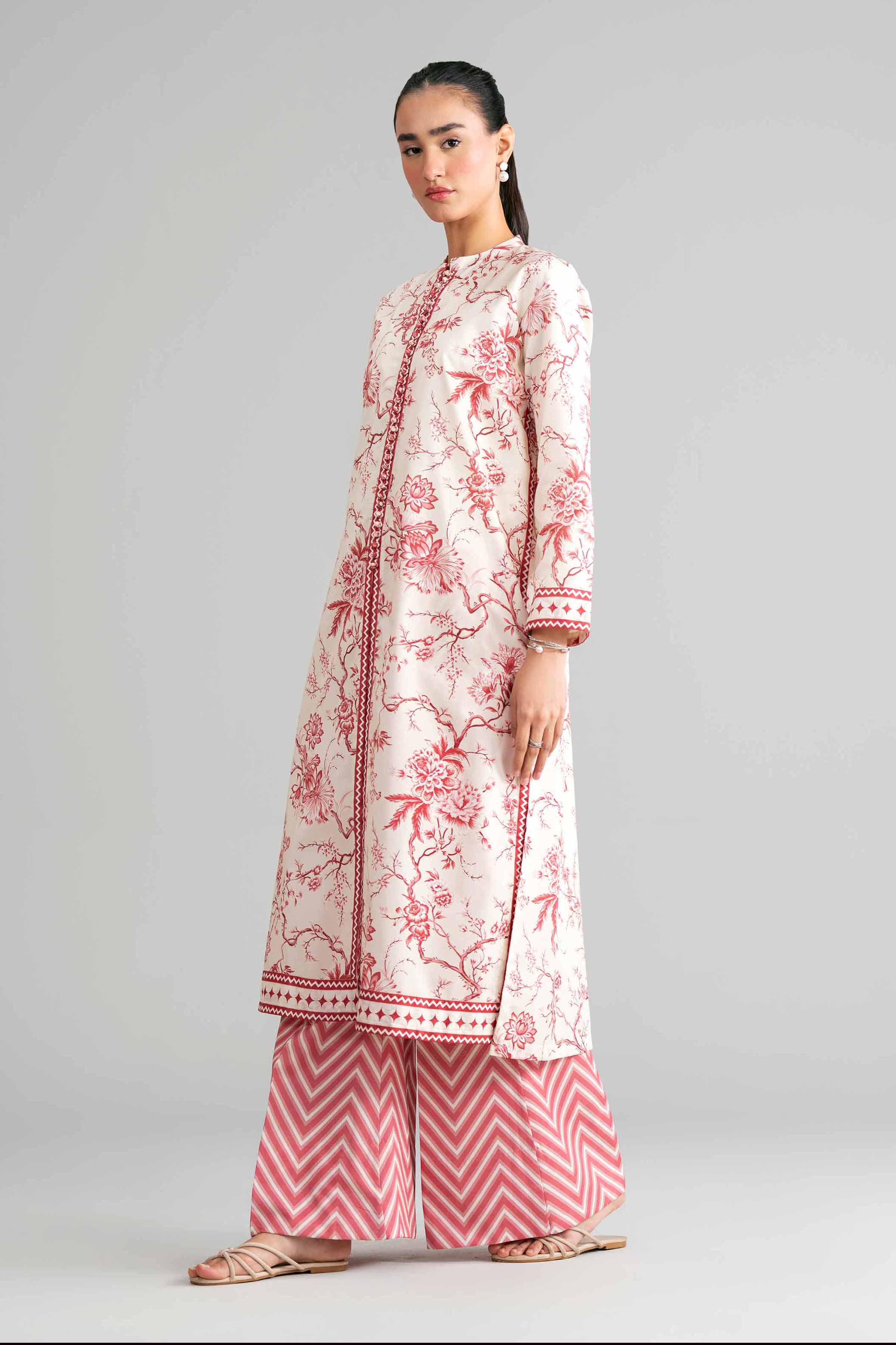 2 Piece - Printed Suit - 42601447 Cream Lawn 2PC Printed Summer