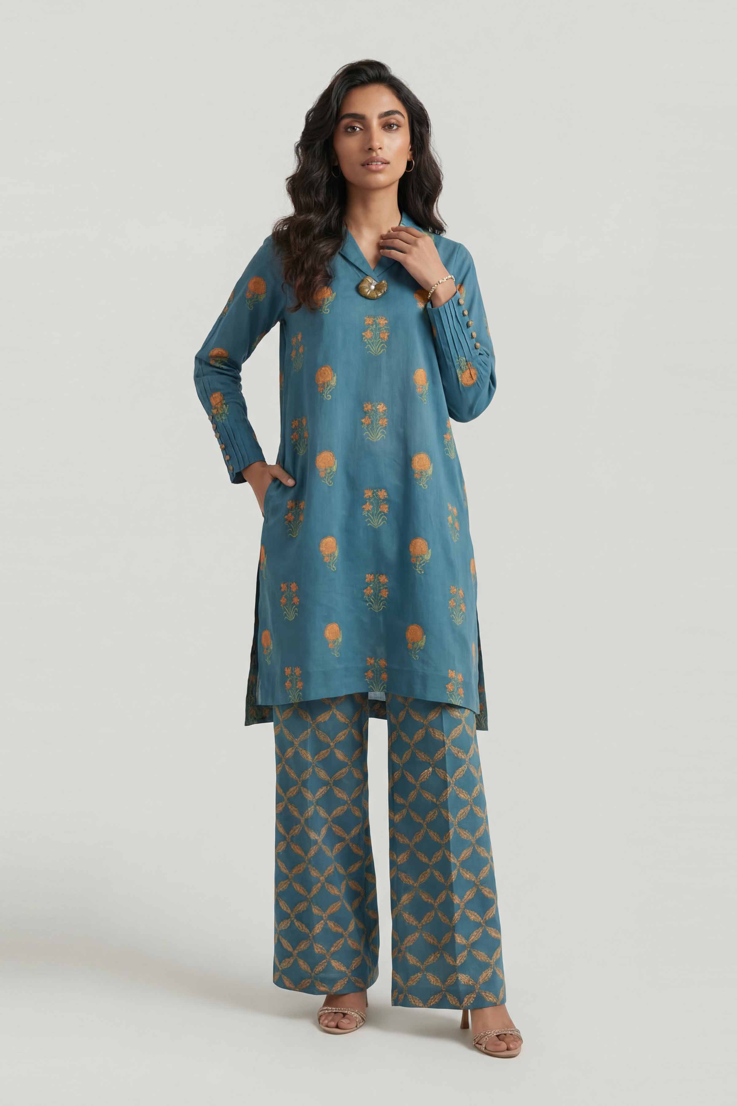 2 Piece - Printed Suit - 42601451 Blue Lawn 2PC Printed Summer