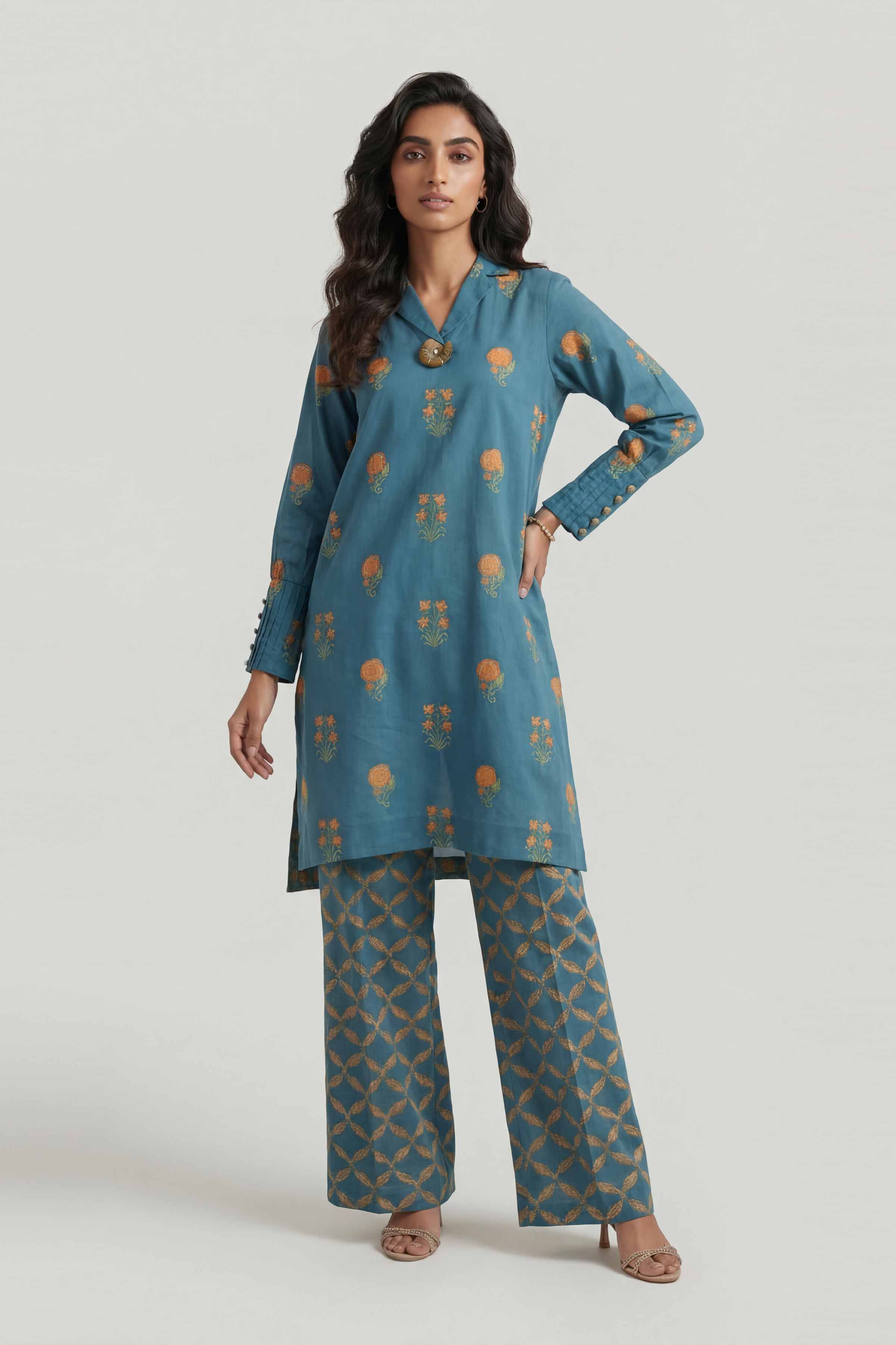 2 Piece - Printed Suit - 42601451 Blue Lawn 2PC Printed Summer