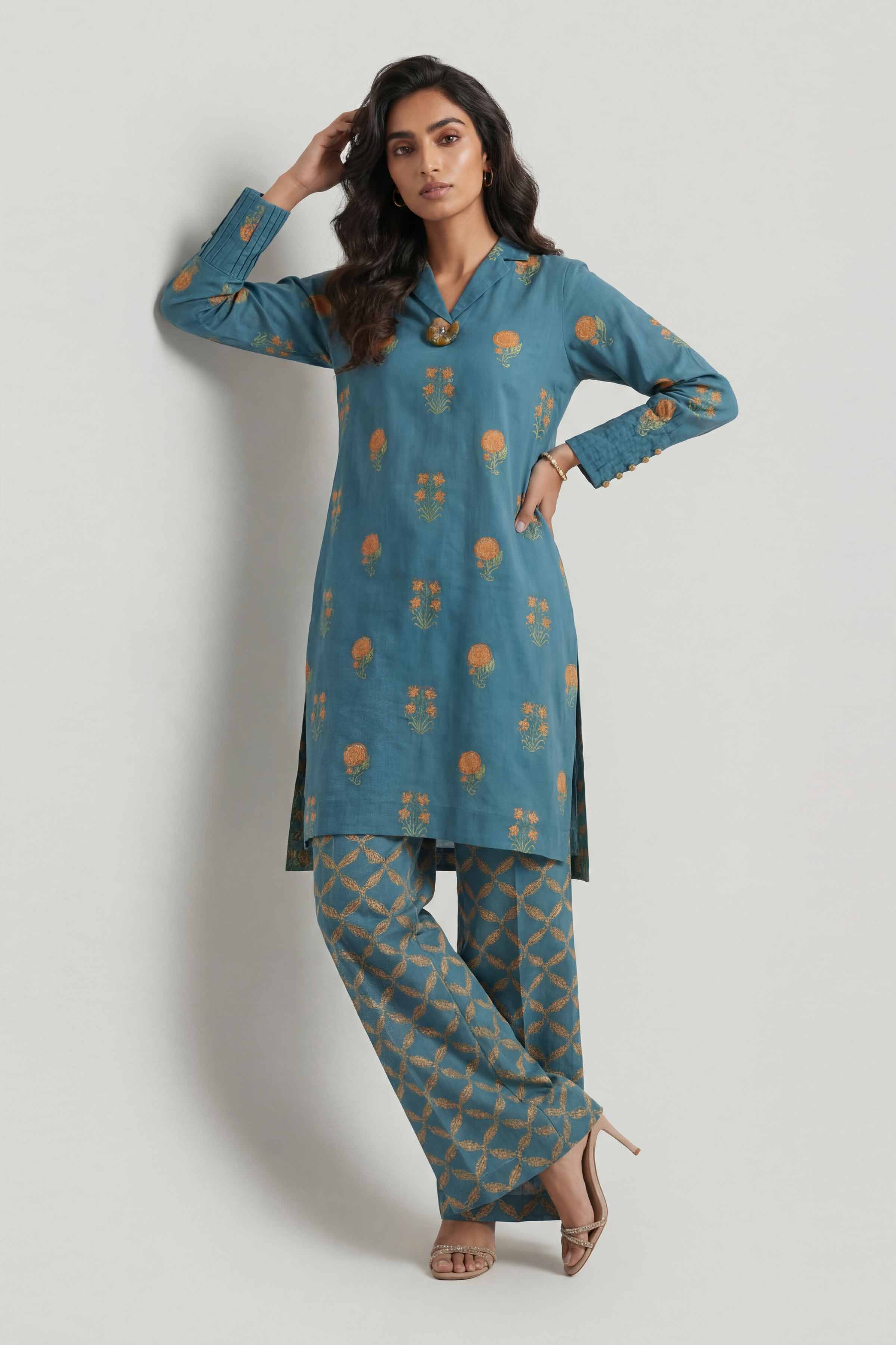 2 Piece - Printed Suit - 42601451 Blue Lawn 2PC Printed Summer