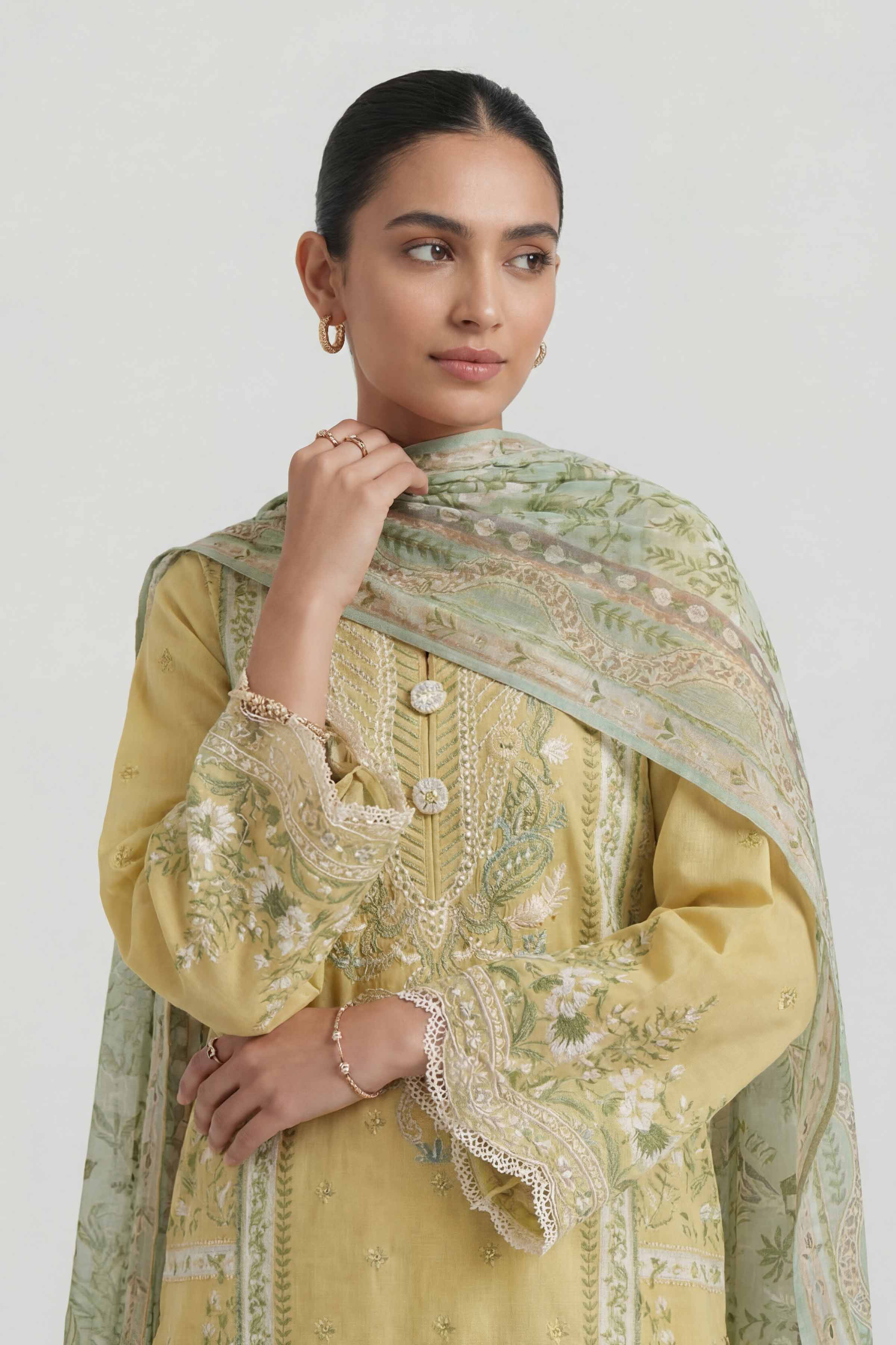 3 Piece - Digital Printed Embroidered Suit - 42601454