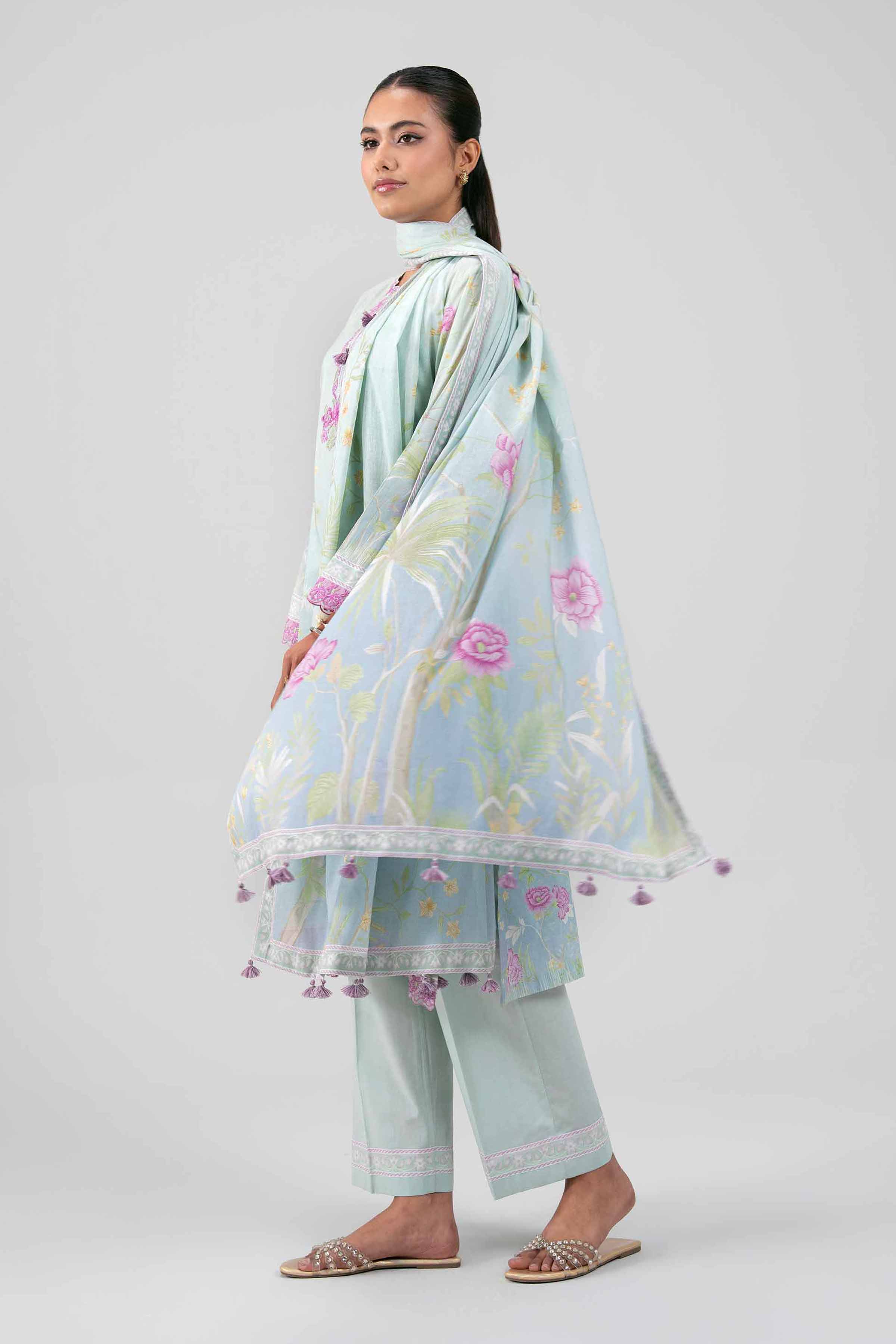 3 Piece - Digital Printed Embroidered Suit - 42601463