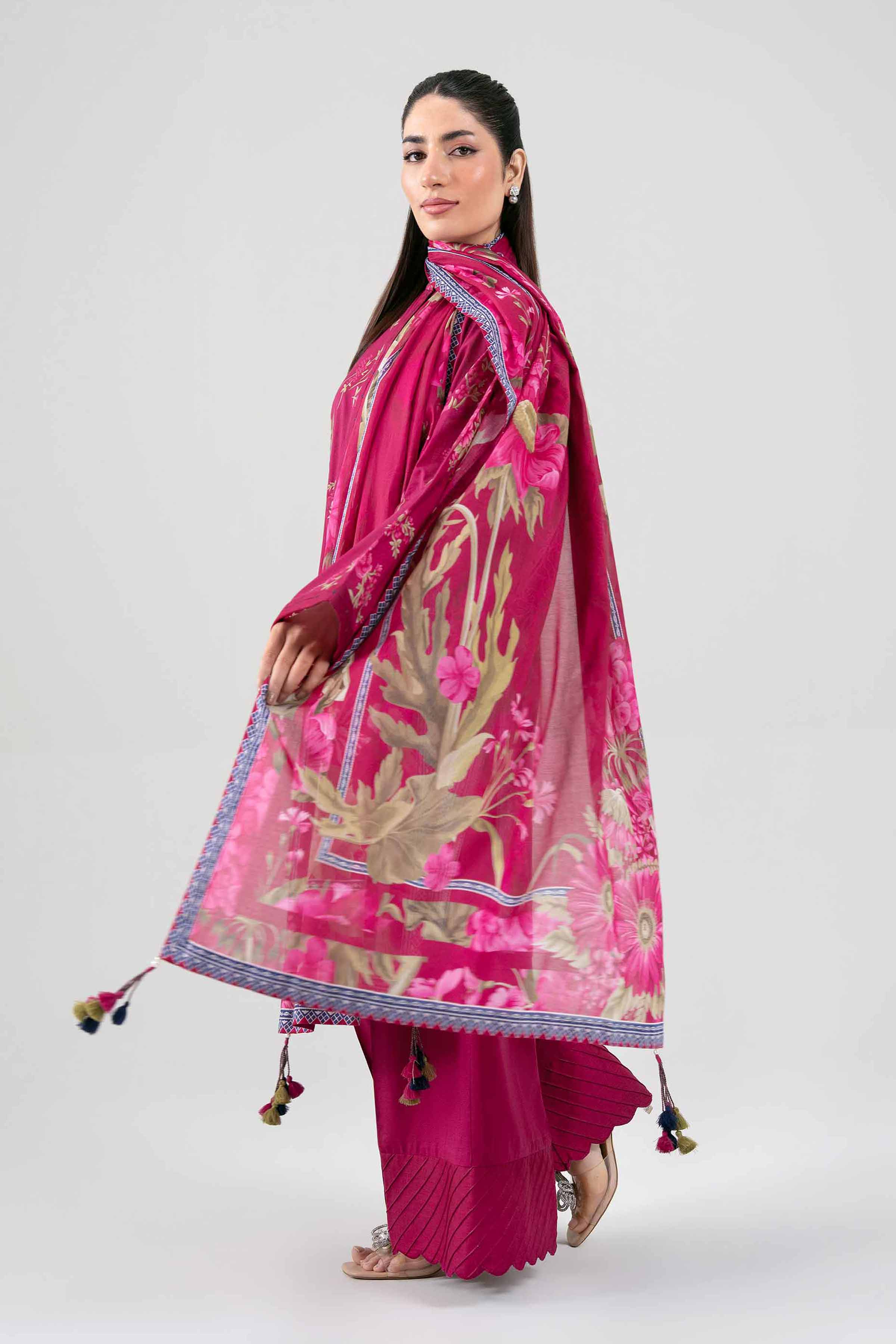 3 Piece - Digital Printed Suit - 42601464 Pink Lawn 3PC Printed Summer