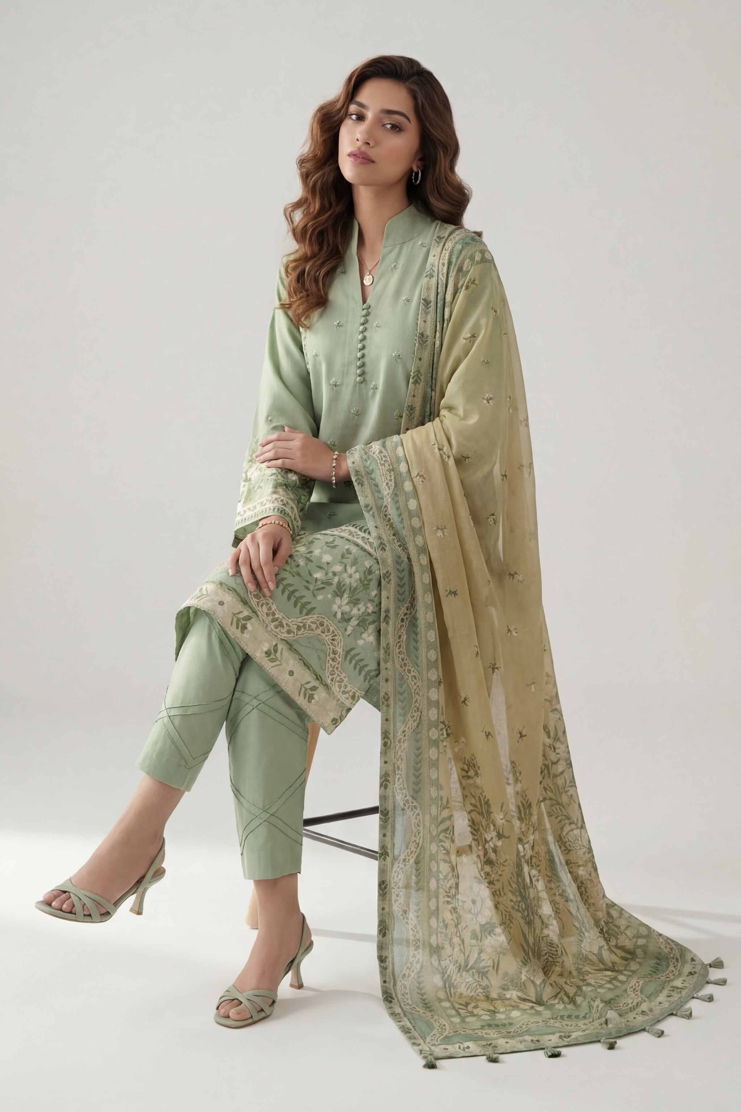 3 Piece - Digital Printed Suit - 42601468 Green Lawn 3PC Printed Summer