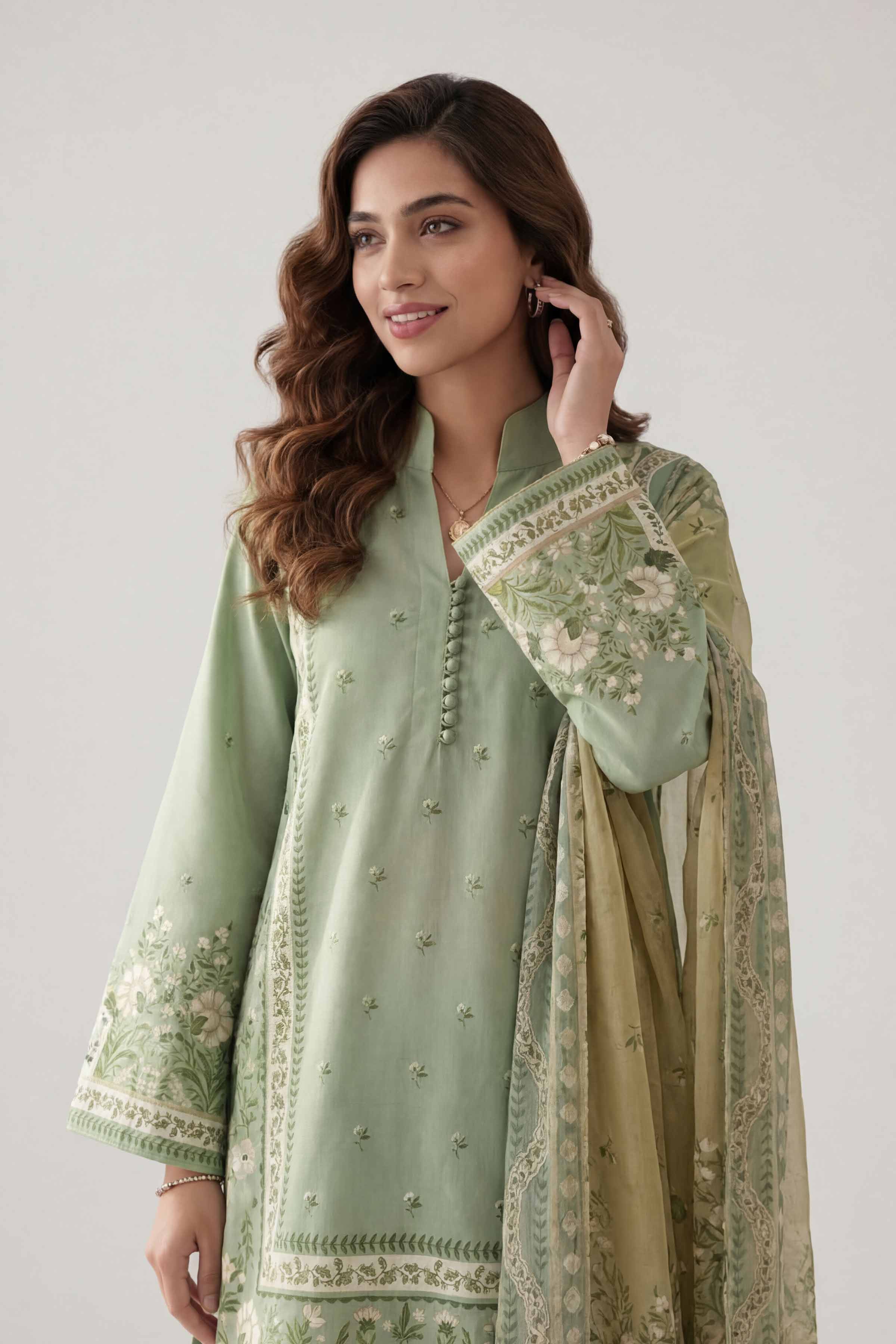 3 Piece - Digital Printed Suit - 42601468 Green Lawn 3PC Printed Summer