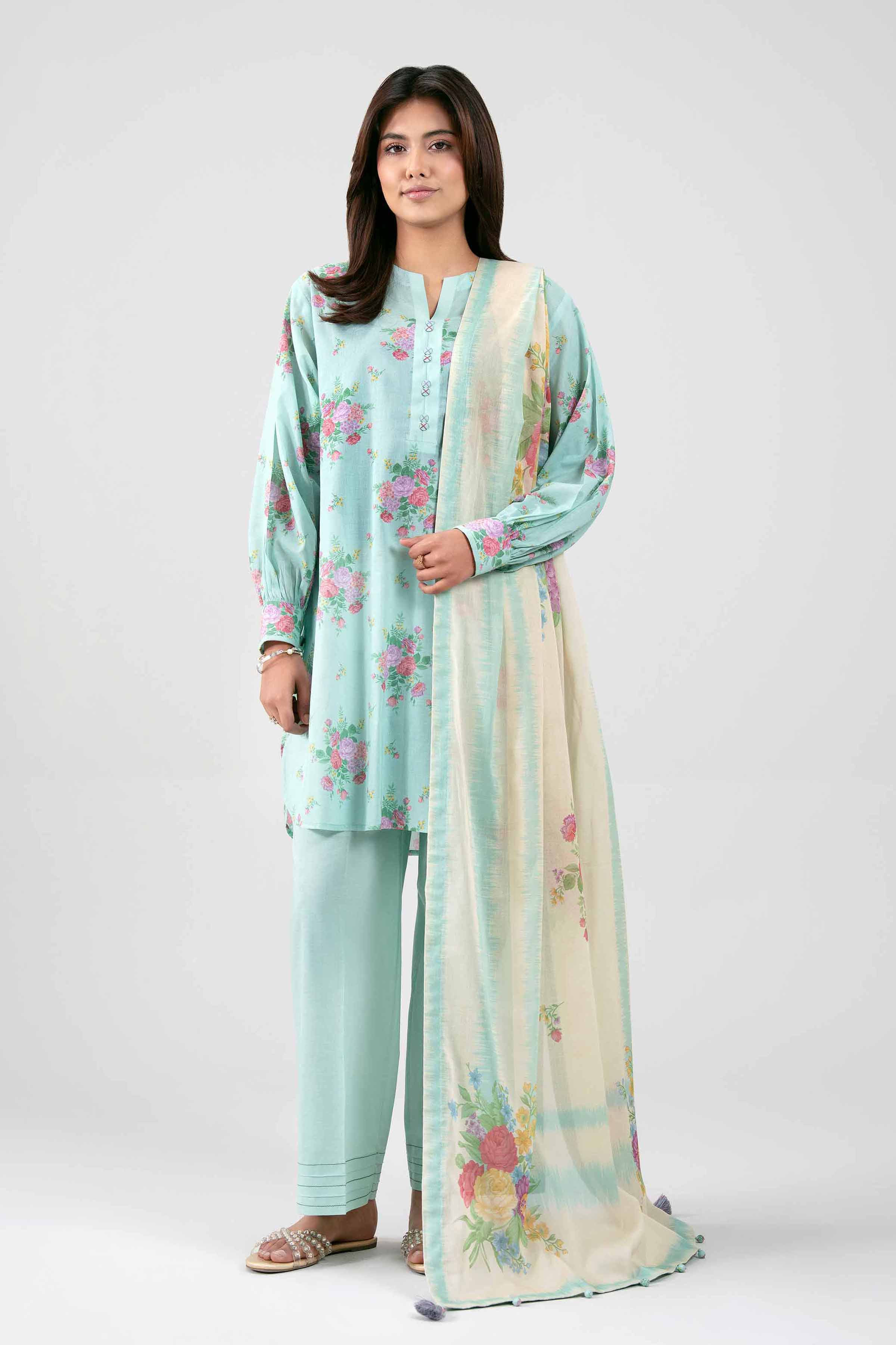 3 Piece - Digital Printed Suit - 42601473 Green Lawn 3PC Printed Summer