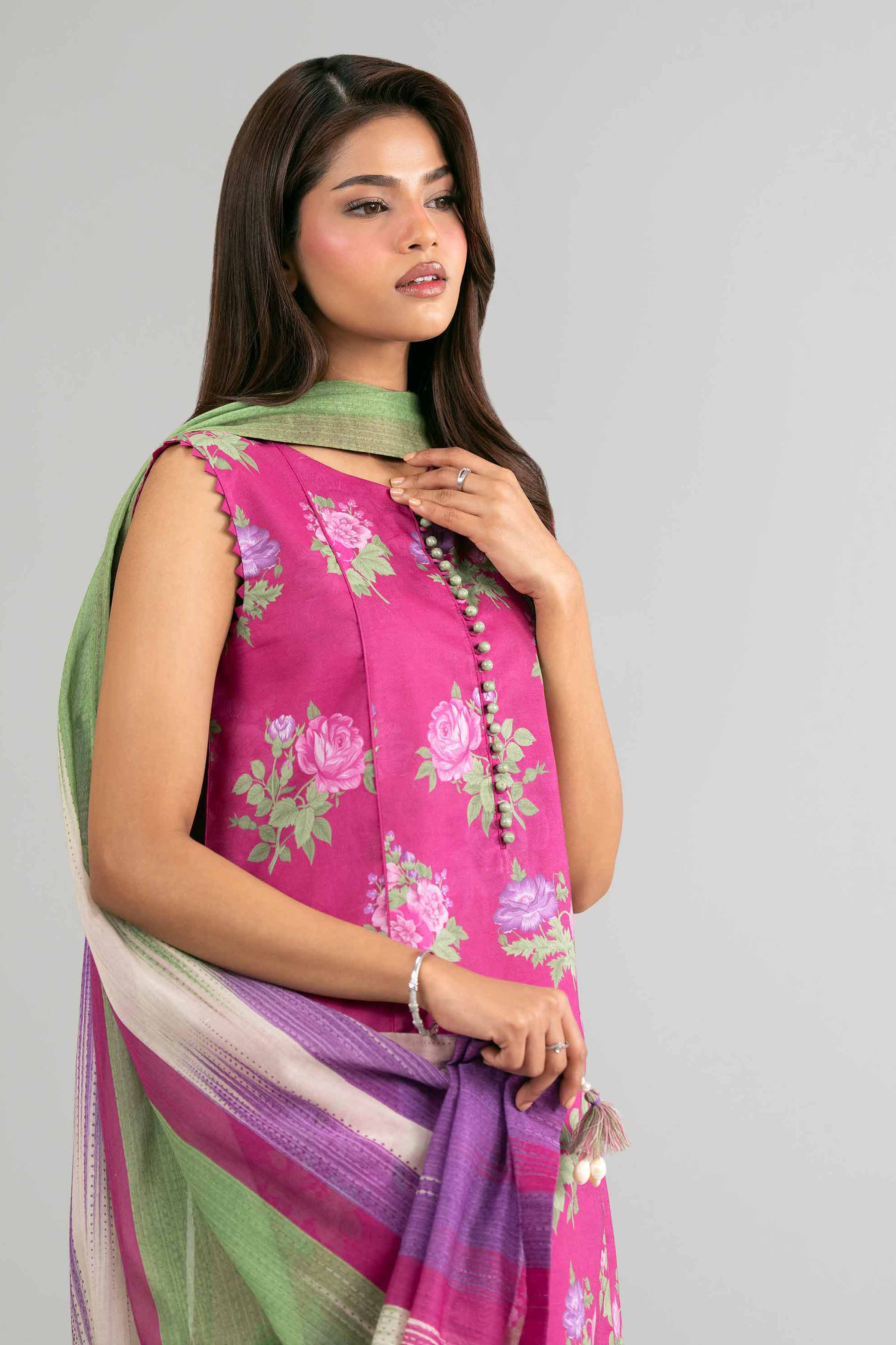 3 Piece - Digital Printed Embroidered Suit - 42601474 Pink Lawn 3PC Embroidered Summer