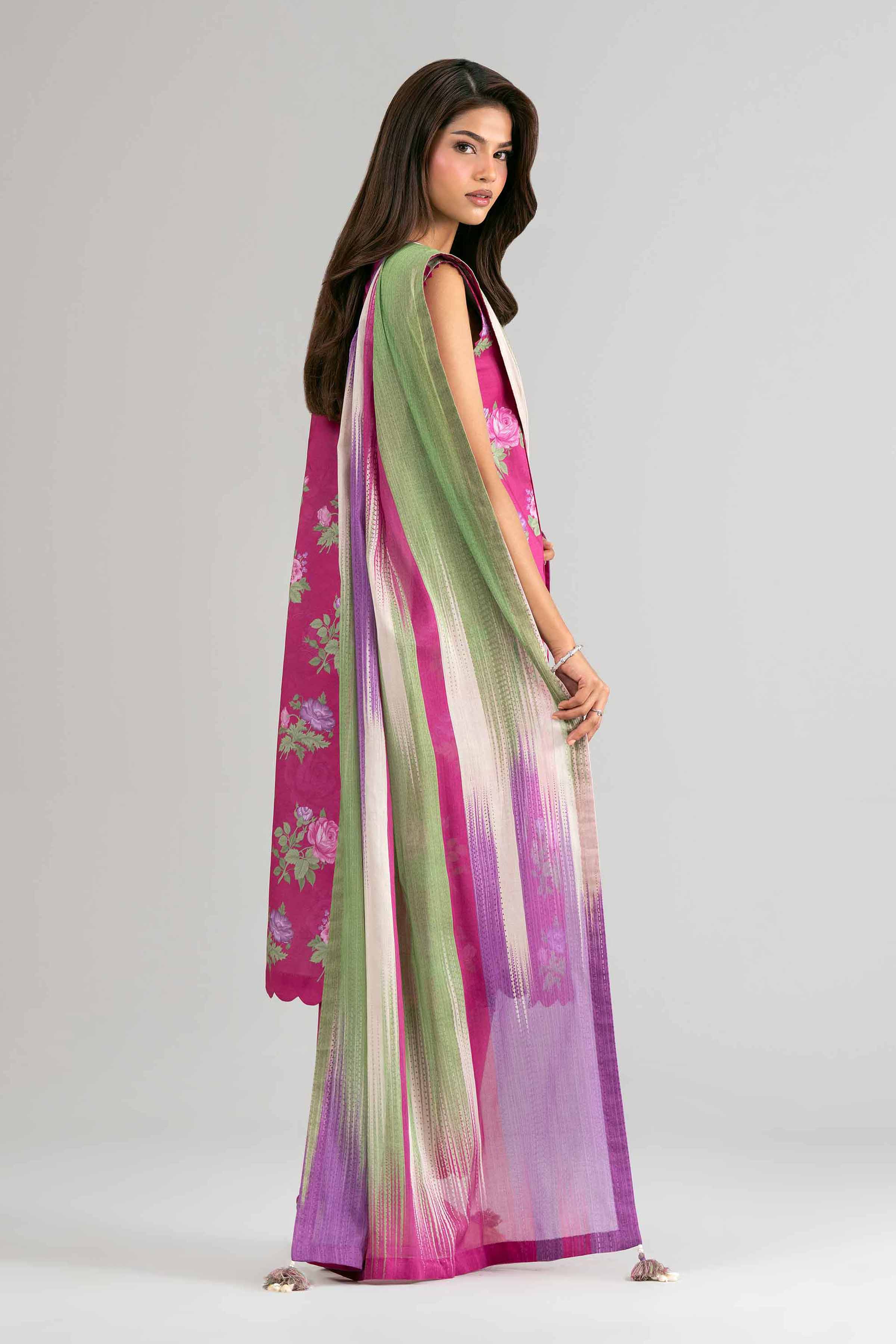 3 Piece - Digital Printed Embroidered Suit - 42601474 Pink Lawn 3PC Embroidered Summer